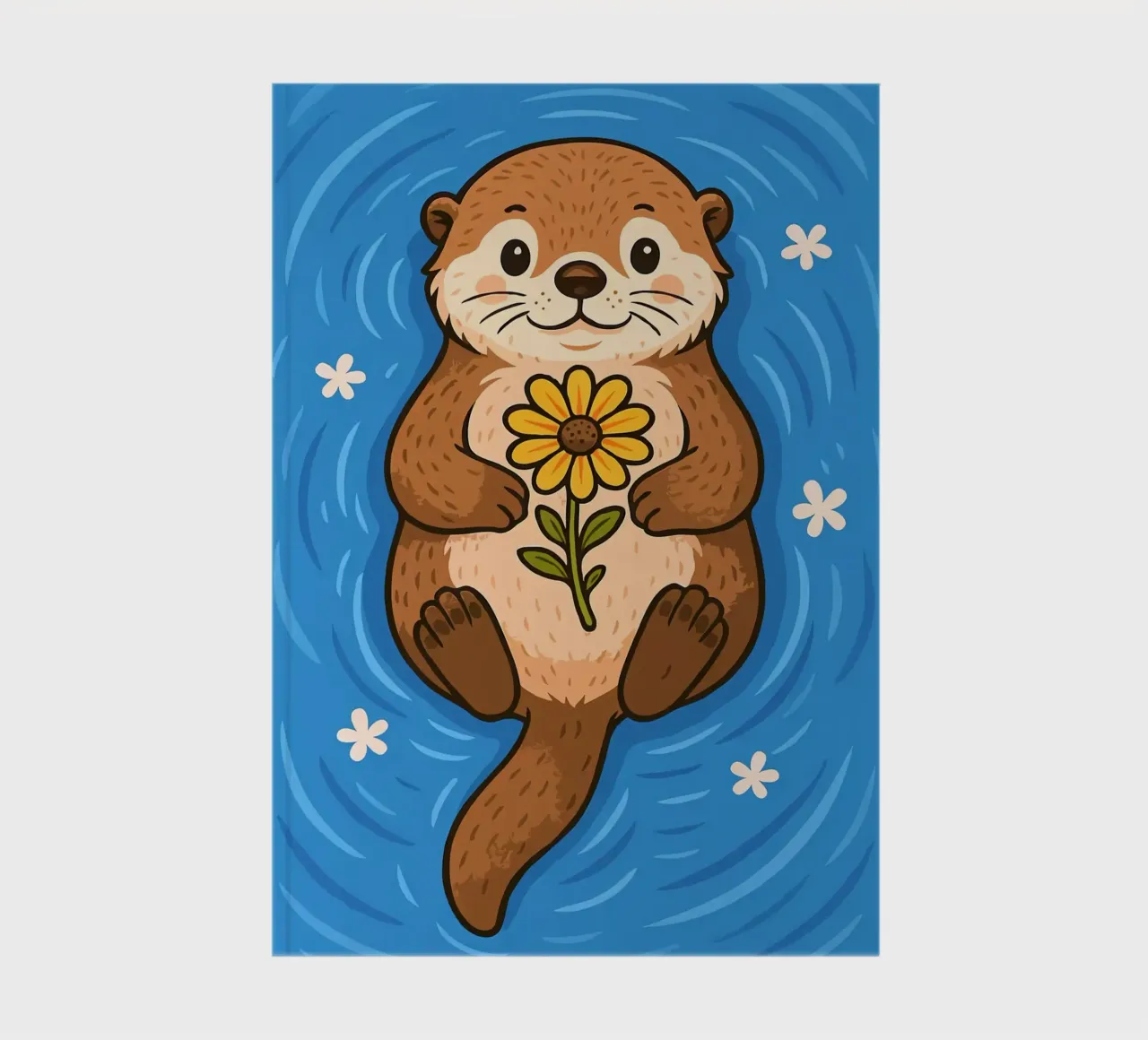 Floating Otter with a Flower notebook by Liam Johnson