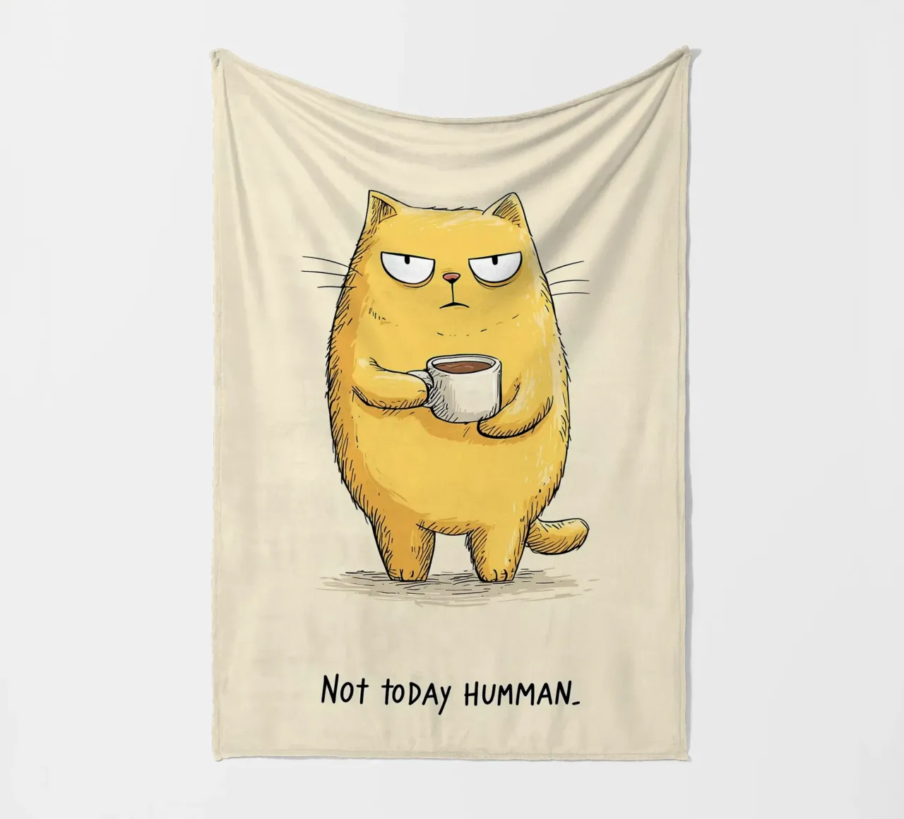 Grumpy Cat mit Kaffee Fleecedecke von Liam Johnson