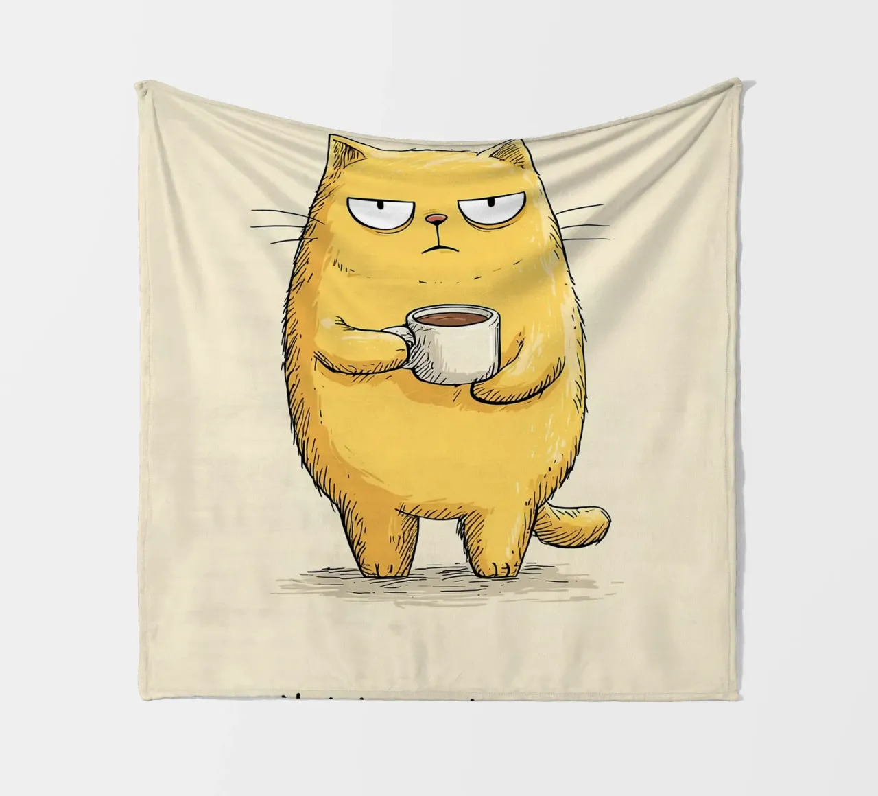 Grumpy Cat mit Kaffee Fleecedecke von Liam Johnson