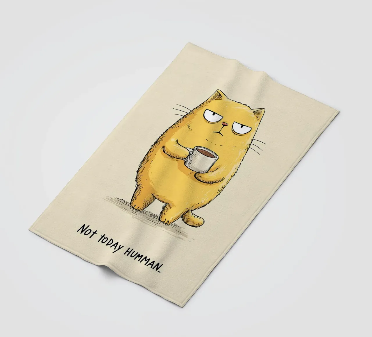Grumpy Cat mit Kaffee Fleecedecke von Liam Johnson