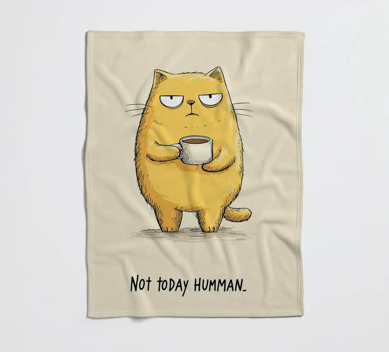 Grumpy Cat mit Kaffee Fleecedecke von Liam Johnson