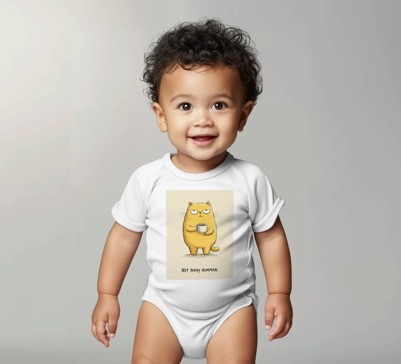 Grumpy Cat mit Kaffee Kurzarm Babybody von Liam Johnson
