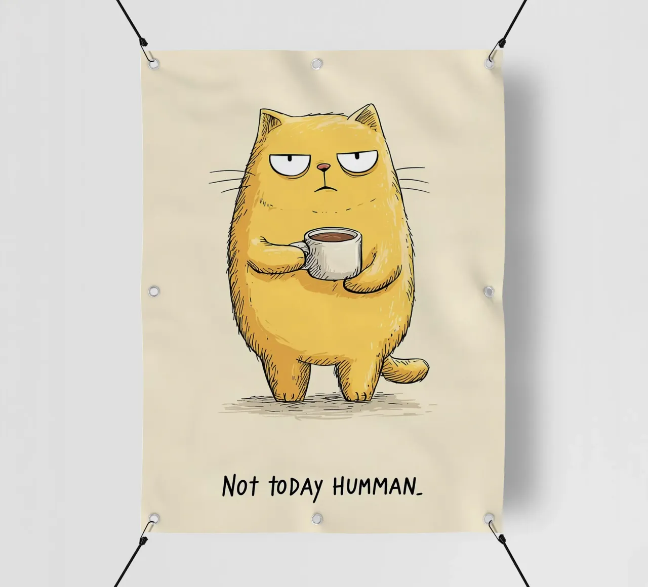 Gatto brontolone con caffè telo in pvc da Liam Johnson