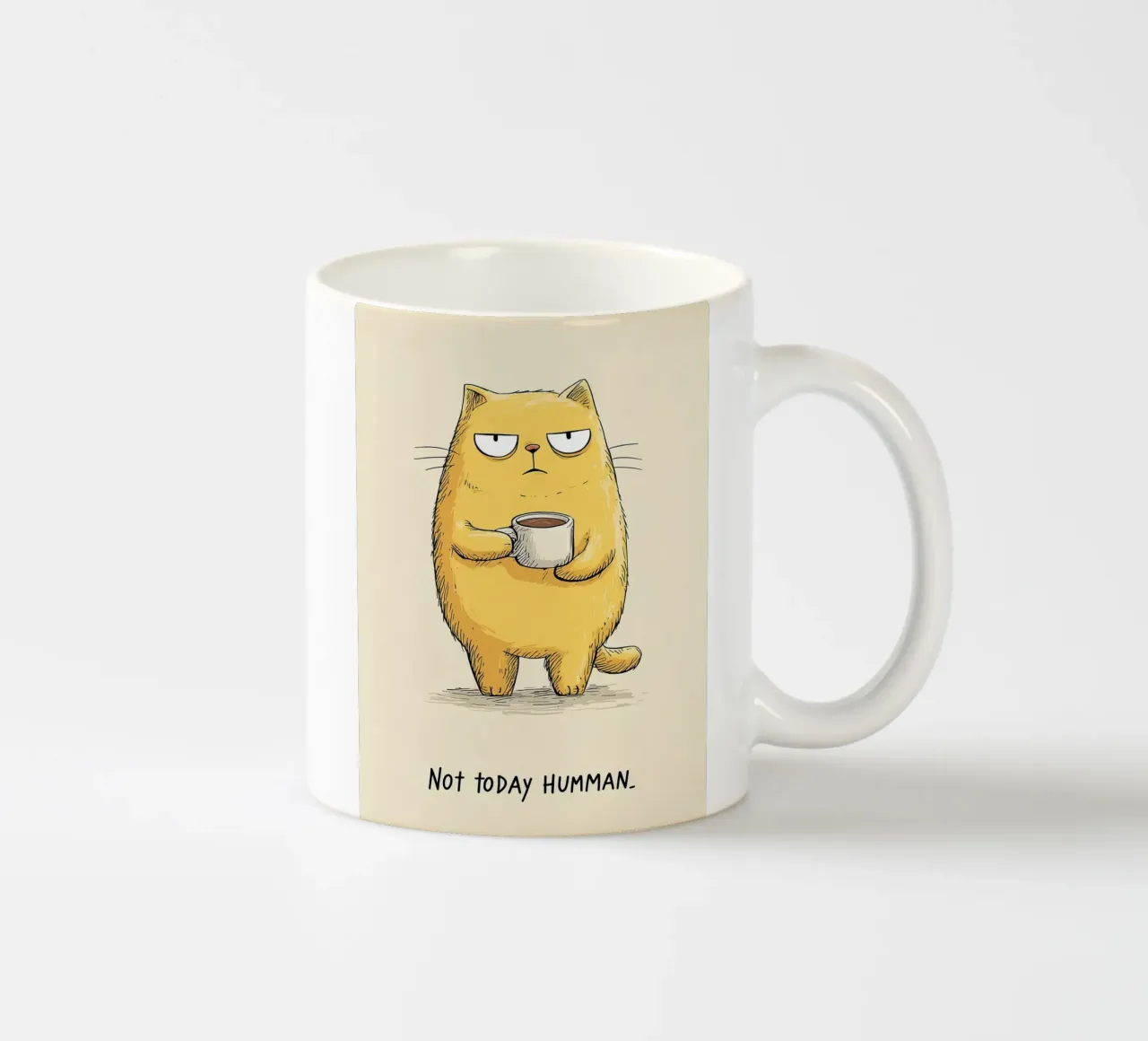 Grumpy Cat met koffie keramische mok van Liam Johnson