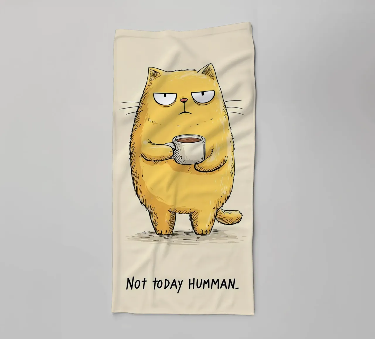 Grumpy Cat mit Kaffee Handtuch von Liam Johnson