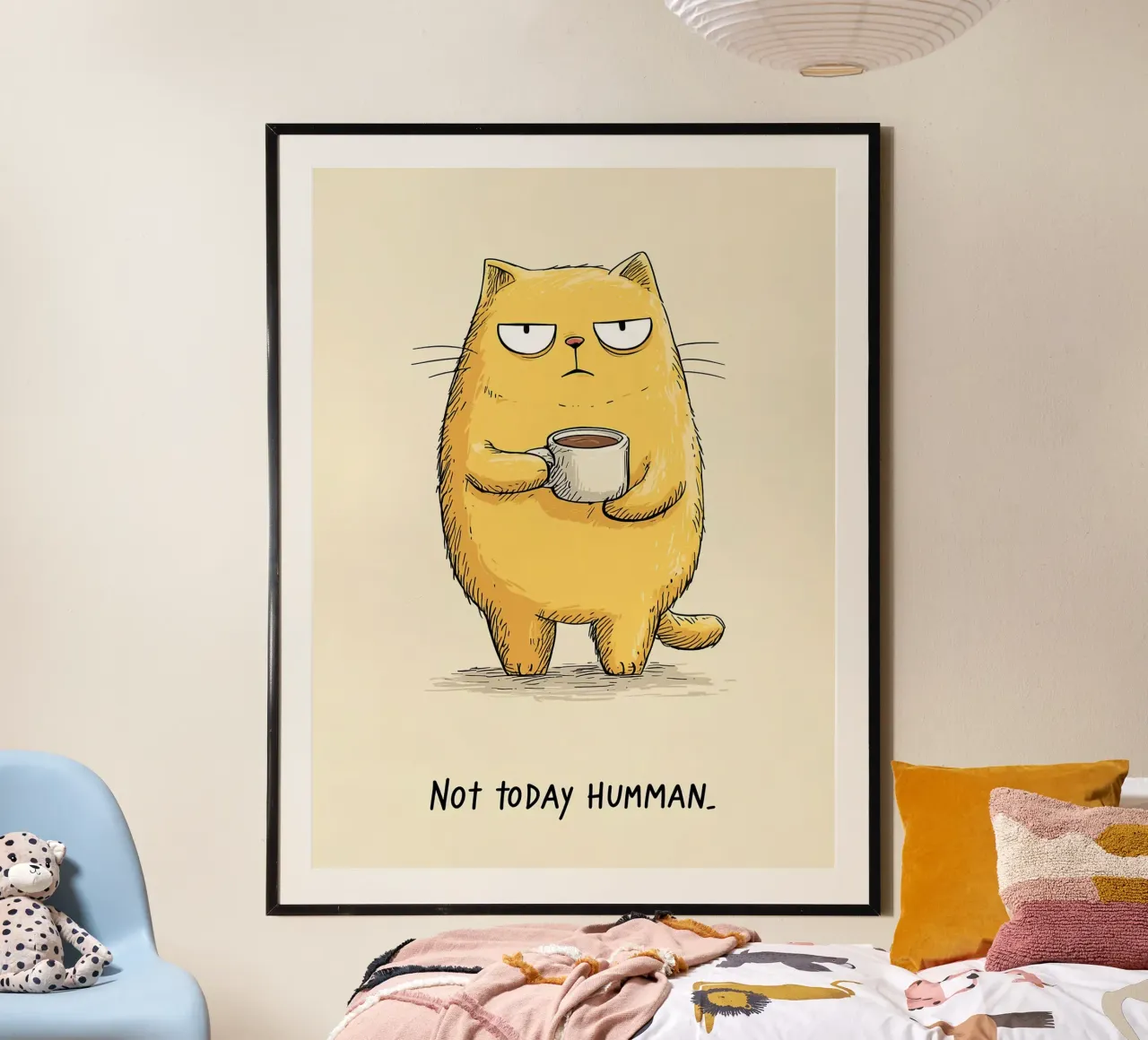 Grumpy Cat mit Kaffee Hahnemühle von Liam Johnson