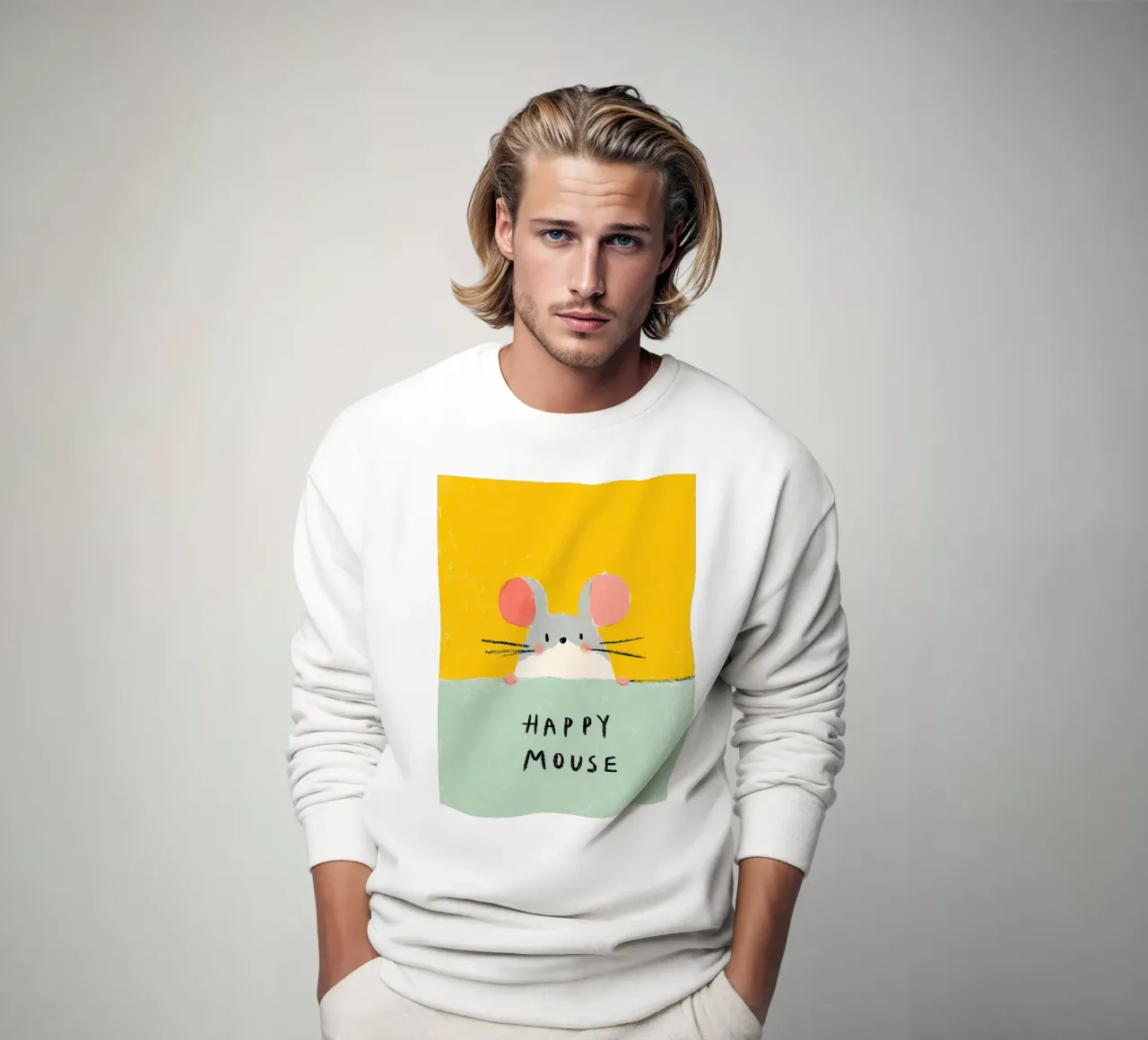Illustrazione di un topo felice felpa da Liam Johnson