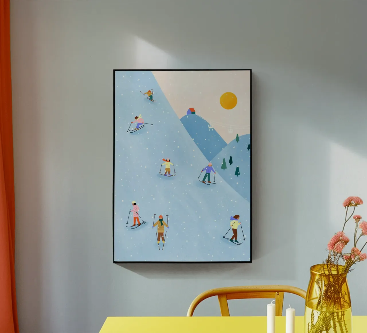 Skiing acrylic glass by Bea Mueller