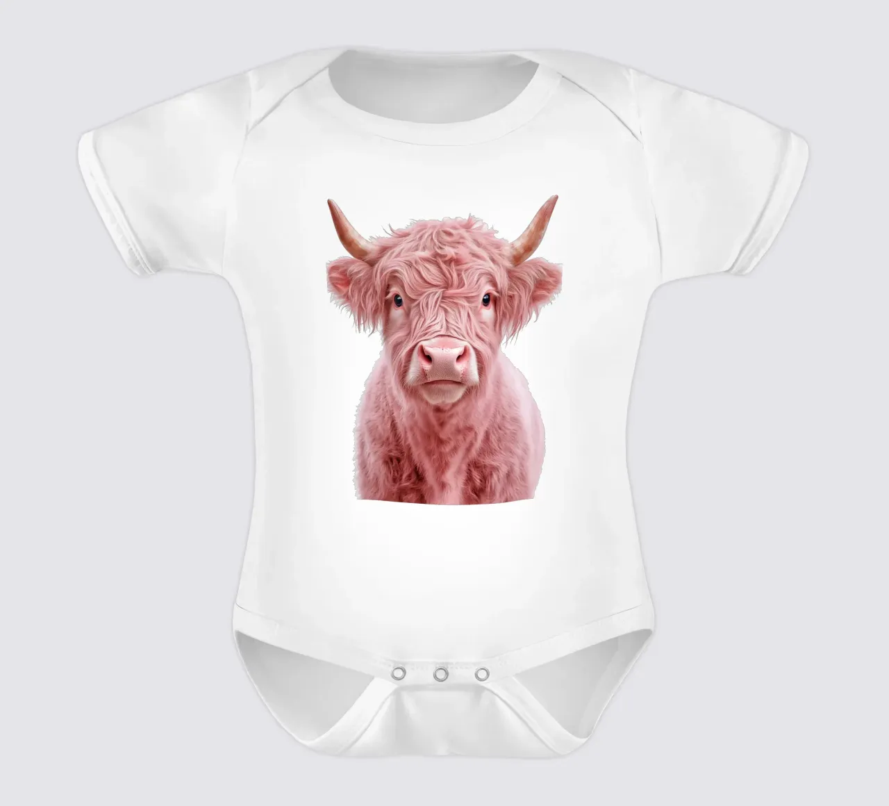 Ritratto rosa di una mucca delle Highlands body neonato maniche corte da Autofocus