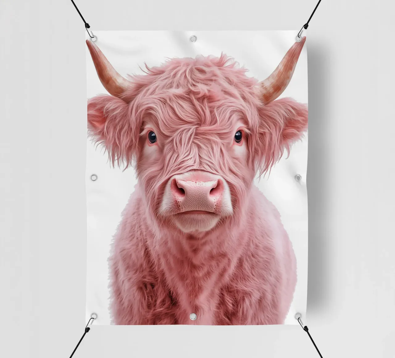Ritratto rosa di una mucca delle Highlands telo in pvc da Autofocus