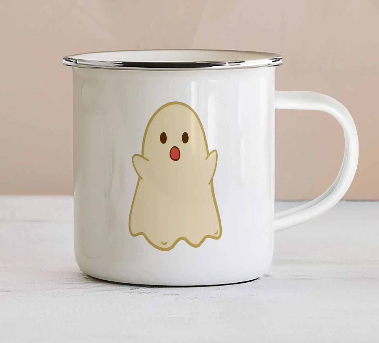 Un simpatico fantasma autunnale tazza in smalto da klossisch