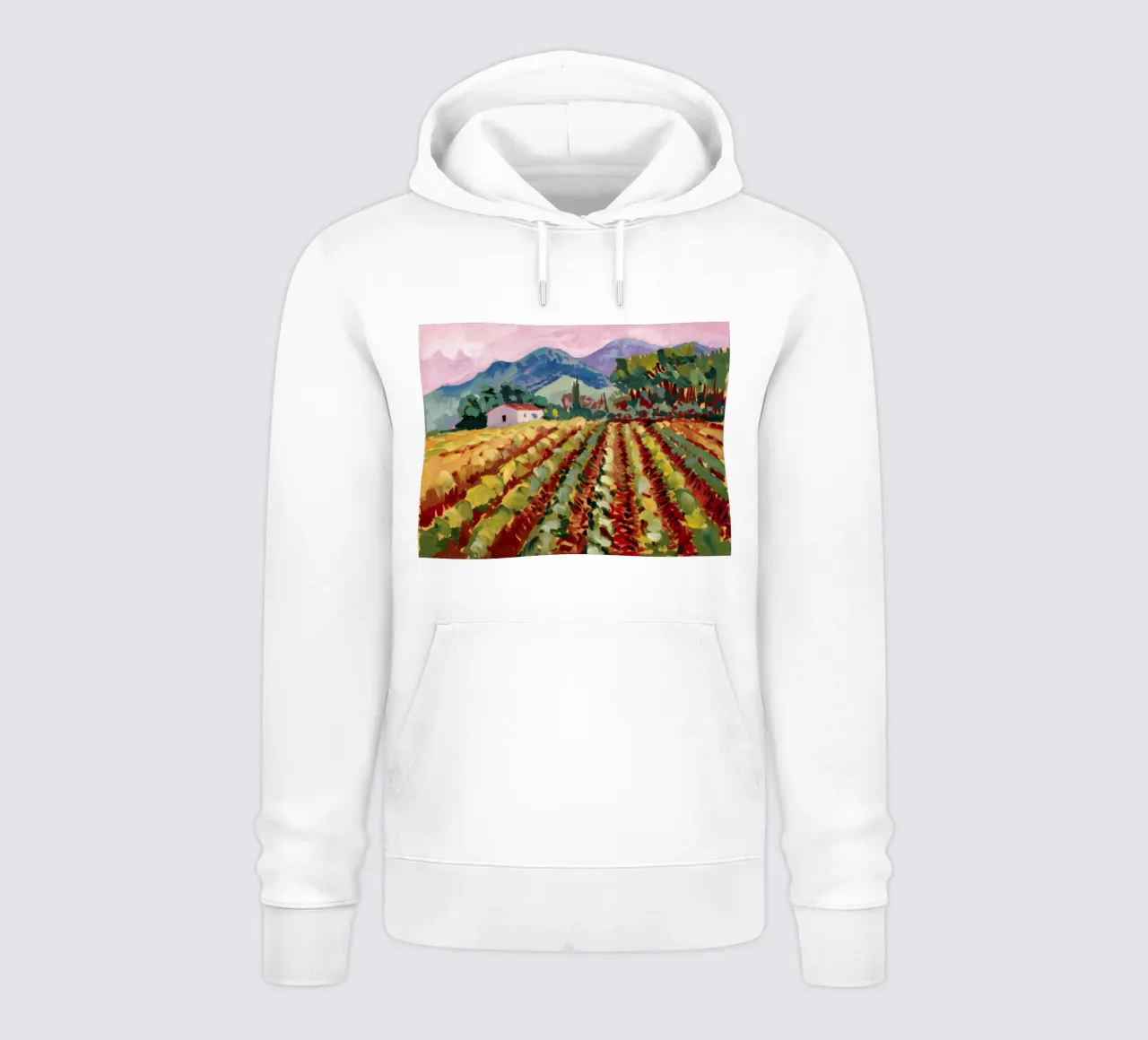 Verdeggianti filari di vigneti felpa con cappuccio da Angkasa Mist