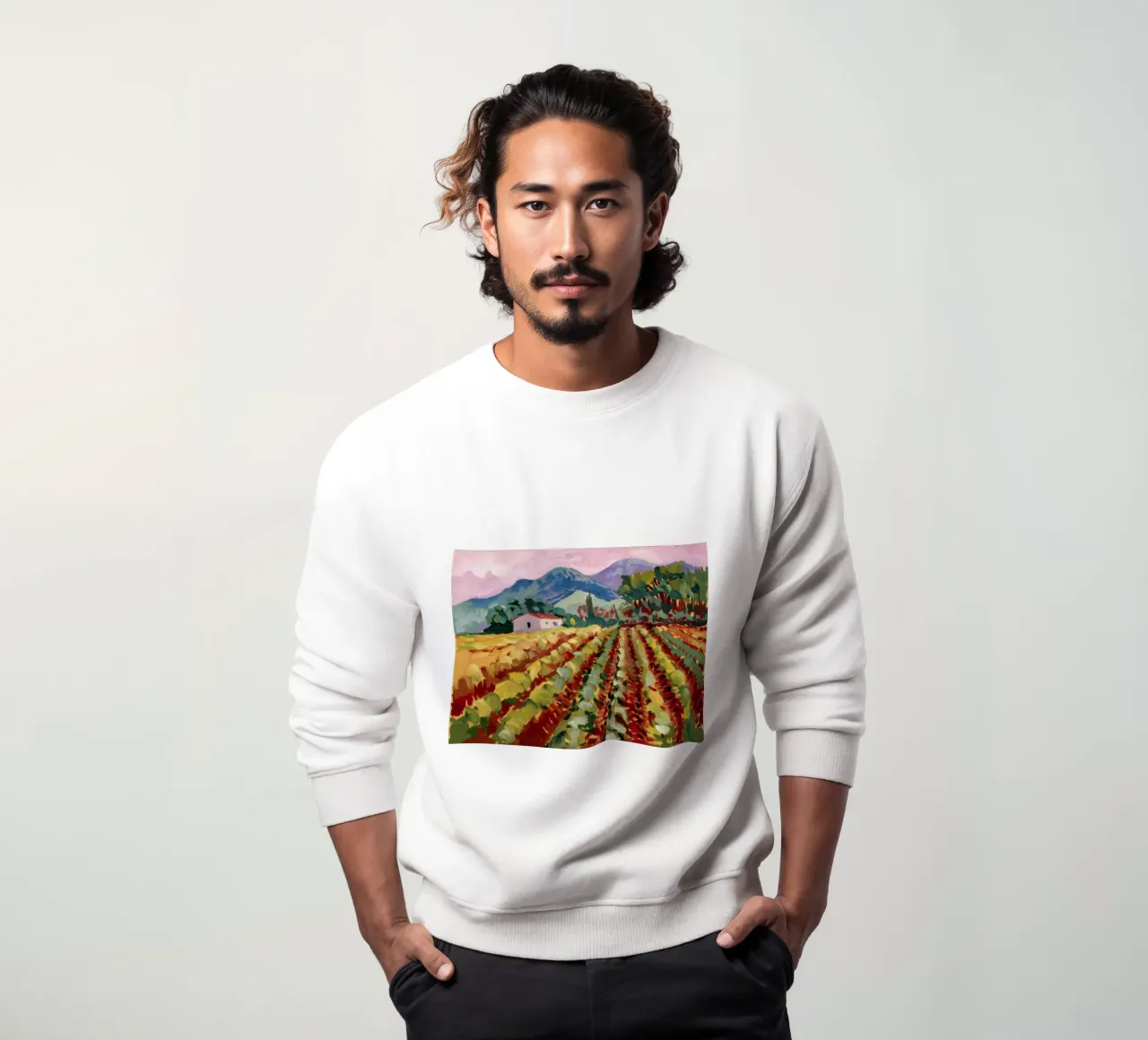 Verdeggianti filari di vigneti felpa da Angkasa Mist