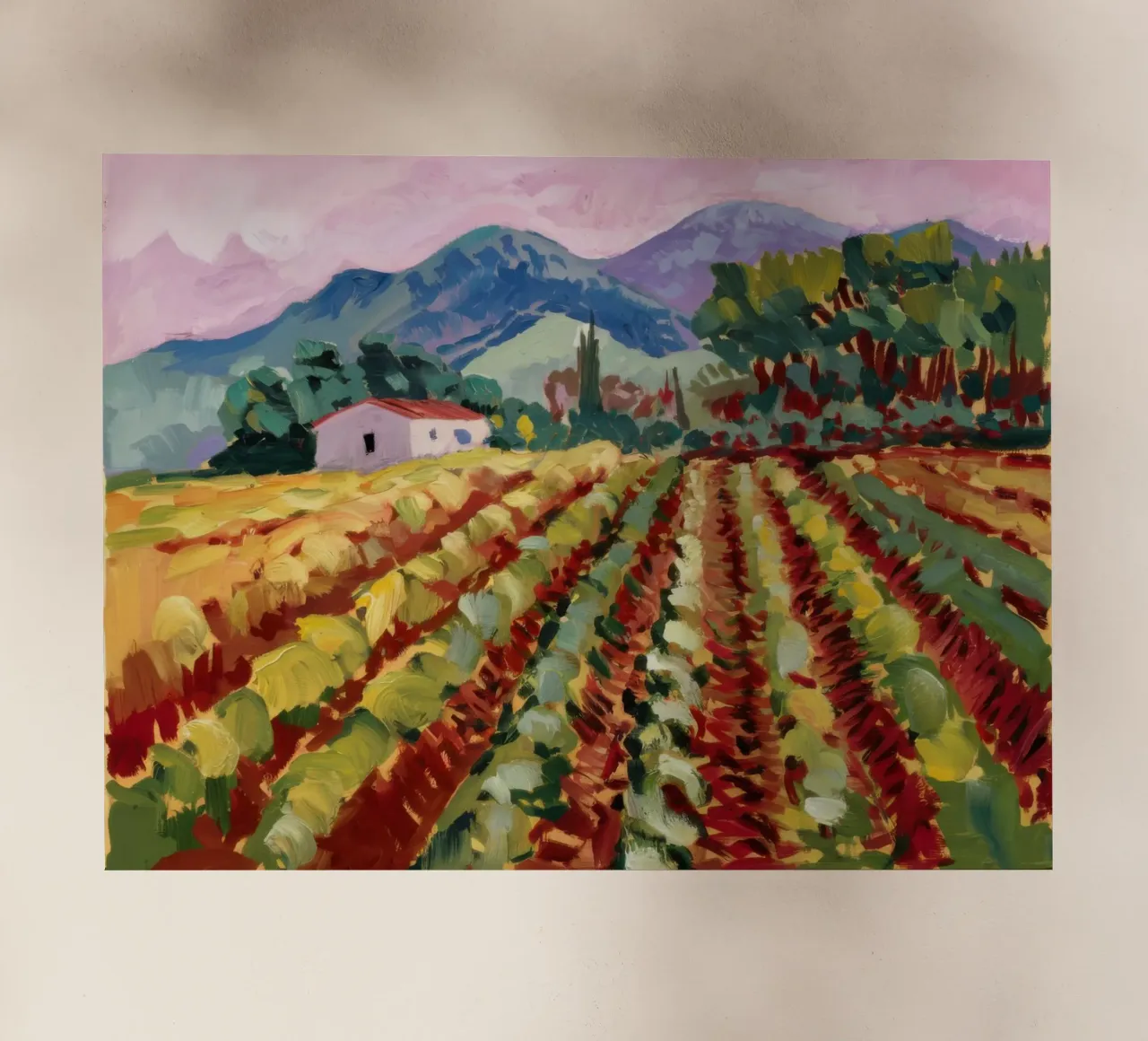Verdeggianti filari di vigneti pellicola backlit da Angkasa Mist