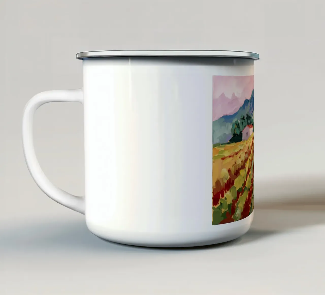 Verdeggianti filari di vigneti tazza in smalto da Angkasa Mist