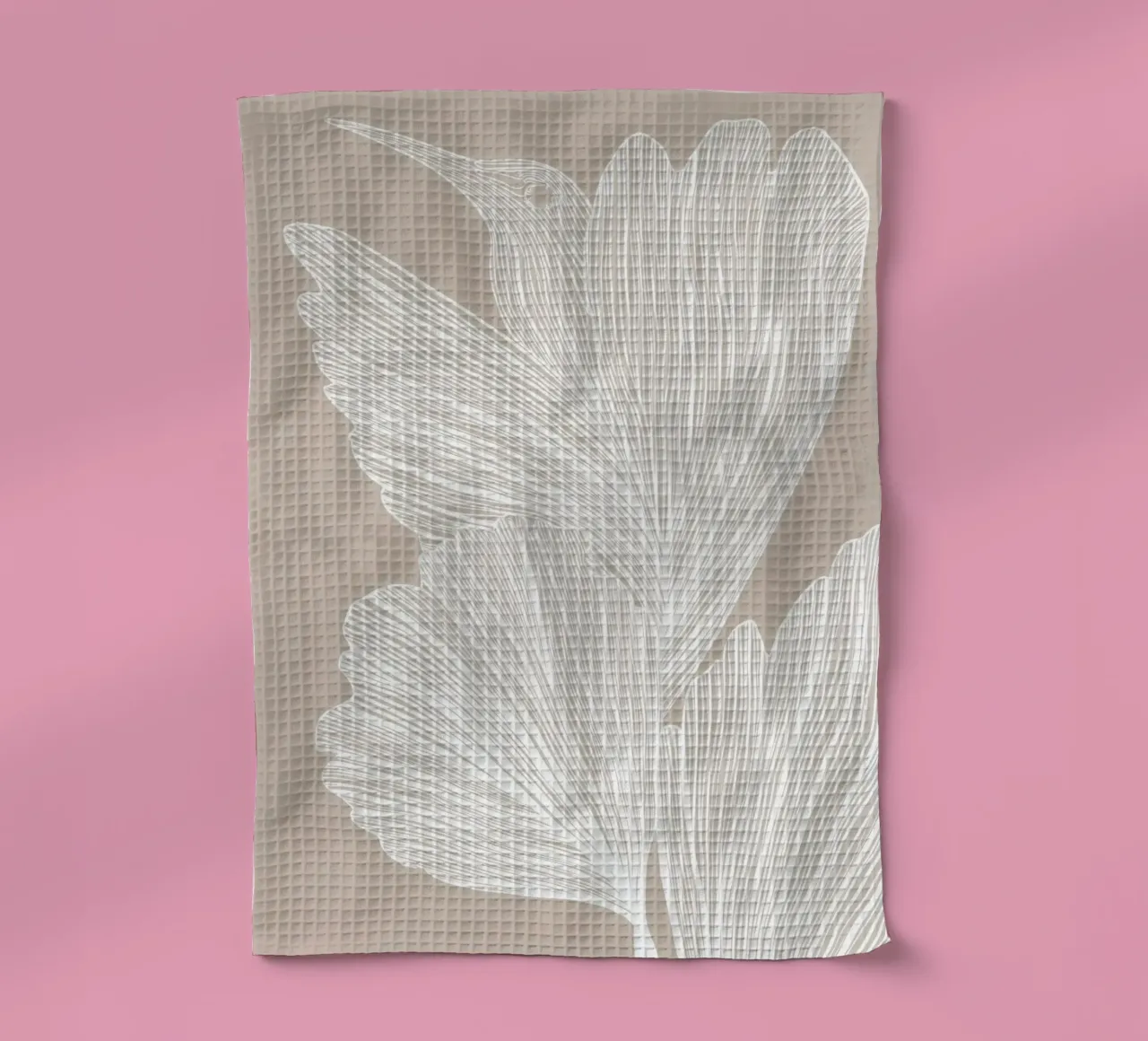 Colibri dans sa cachette | Line Art filigrane en beige torchon de Autofocus