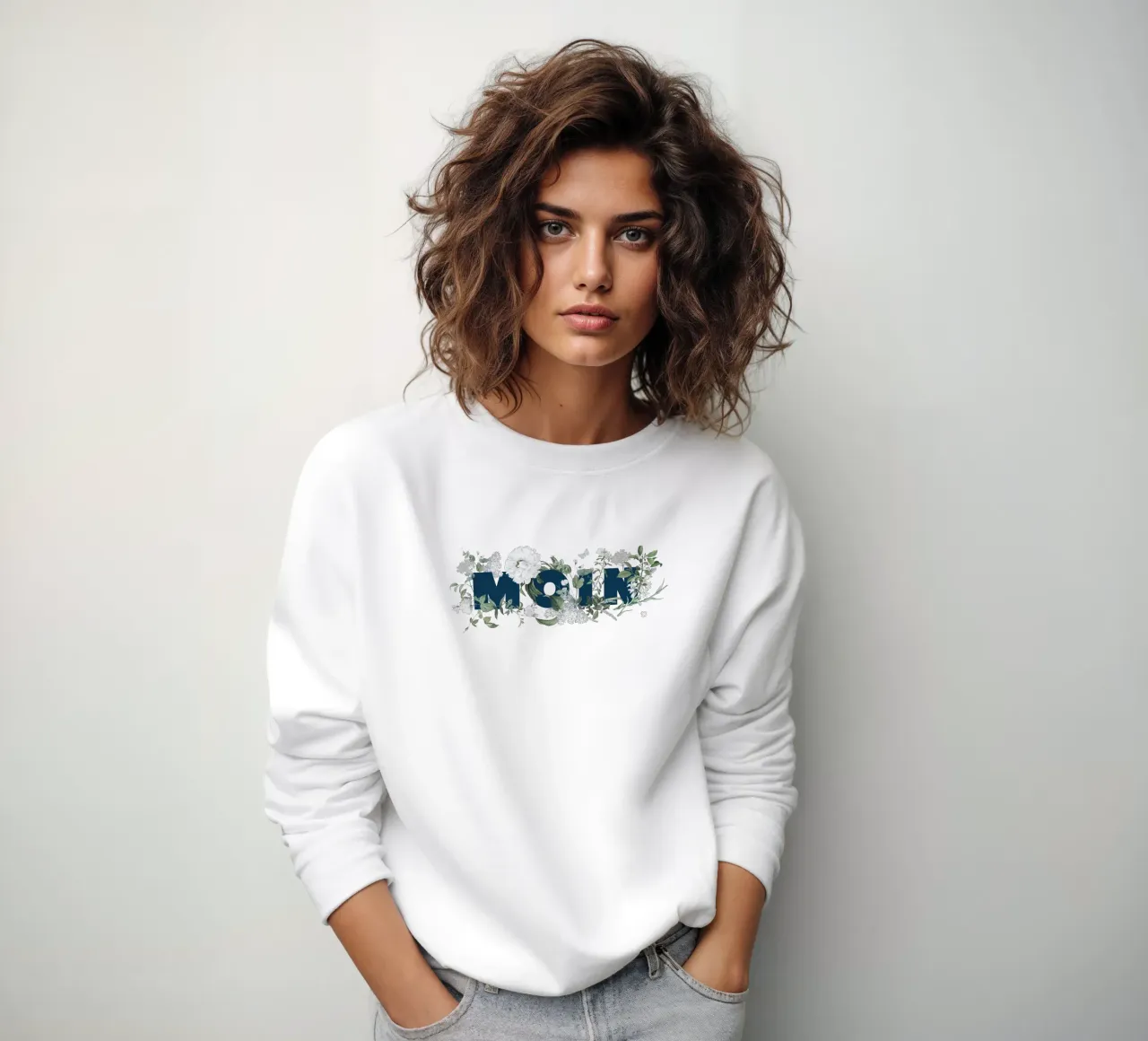 Moin Flores e Insectos Azul Blanco sudadera de Studio Frances M