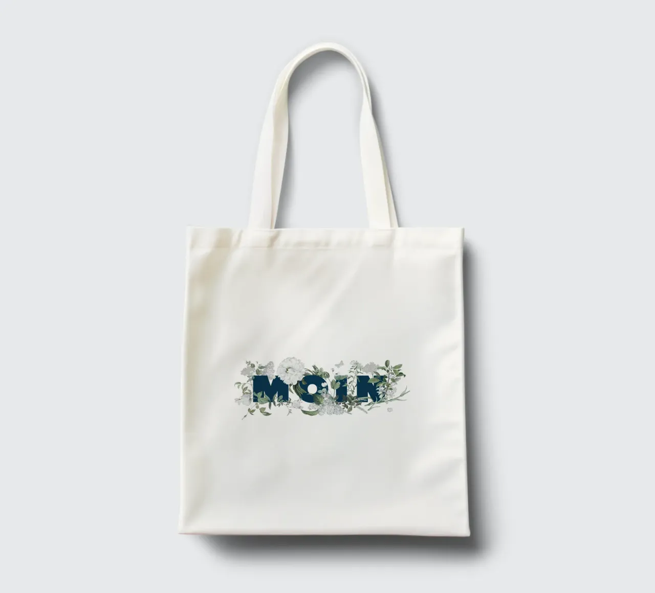 Fiori e insetti Moin Blu Bianco borsa in juta da Studio Frances M