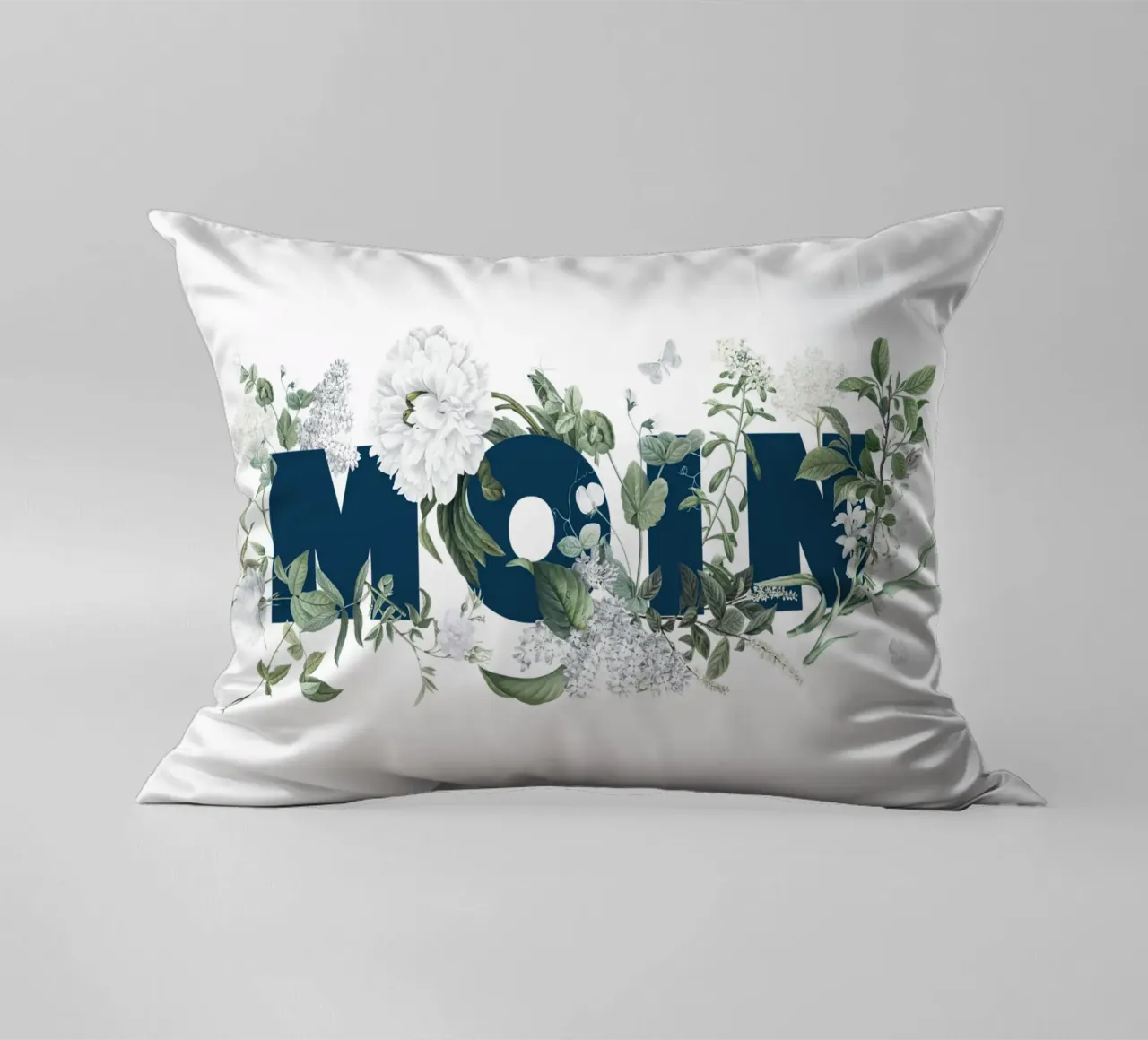 Fiori e insetti Moin Blu Bianco cuscino da Studio Frances M