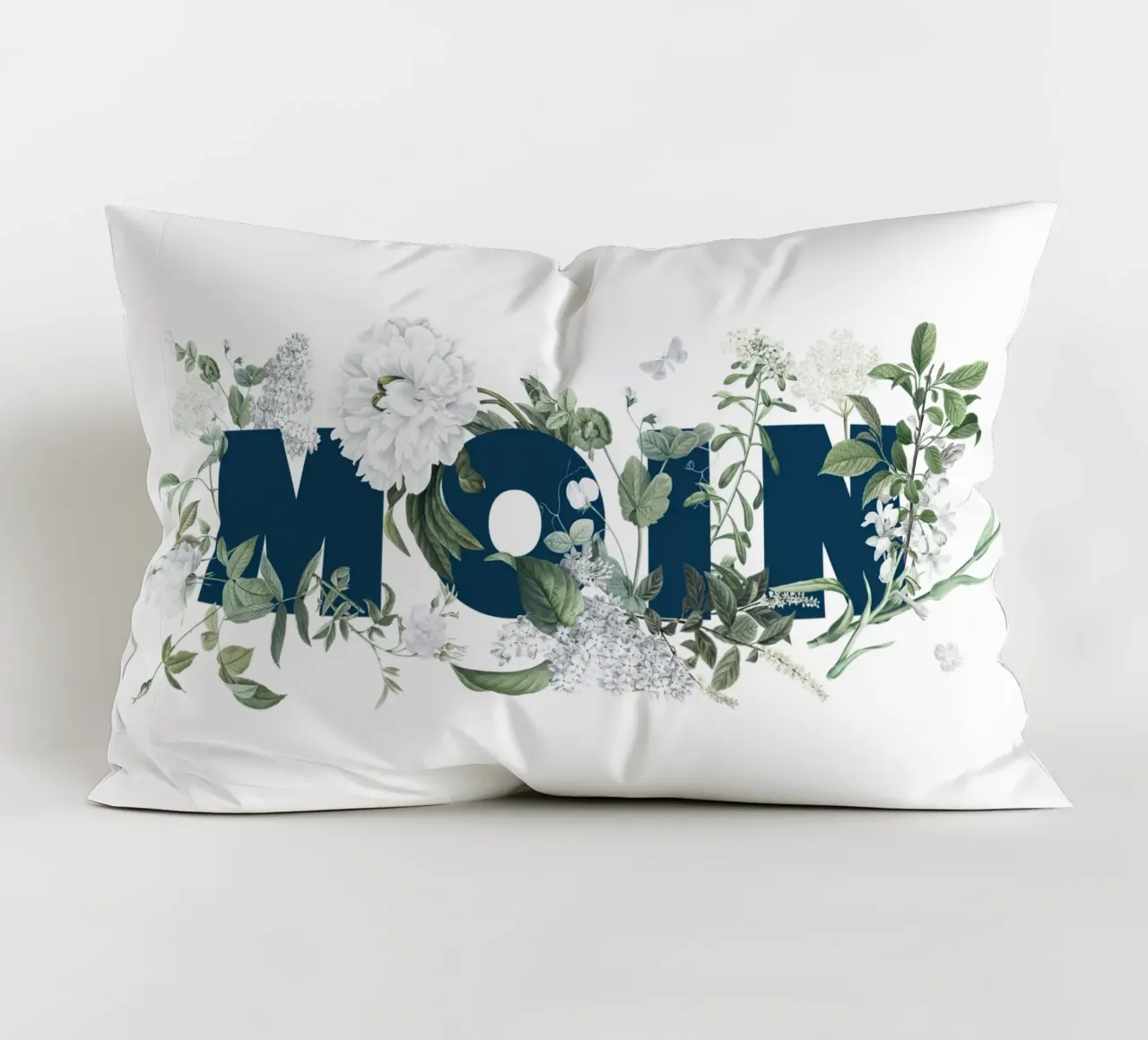 Fiori e insetti Moin Blu Bianco cuscino da Studio Frances M