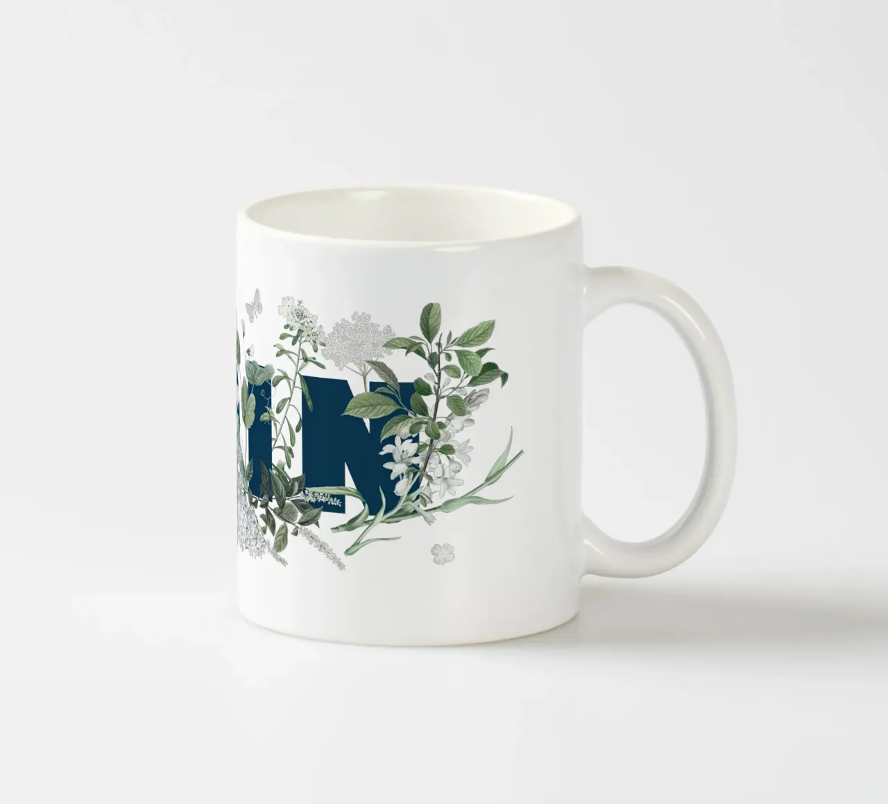 Fiori e insetti Moin Blu Bianco tazza in ceramica da Studio Frances M