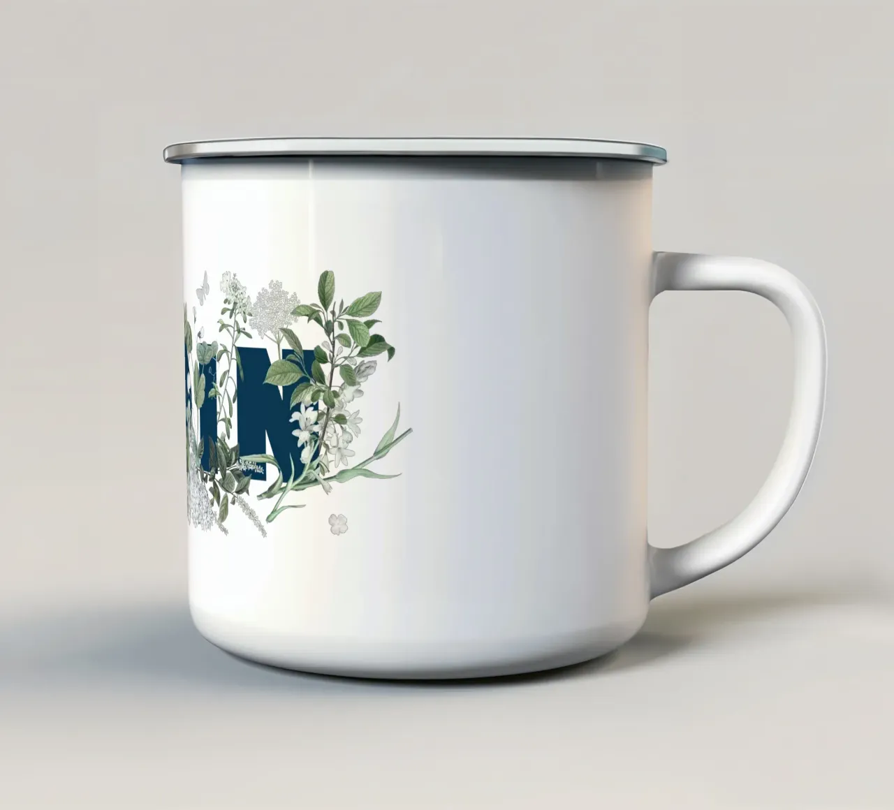 Moin Bloemen & Insecten Blauw Wit emaille mok van Studio Frances M