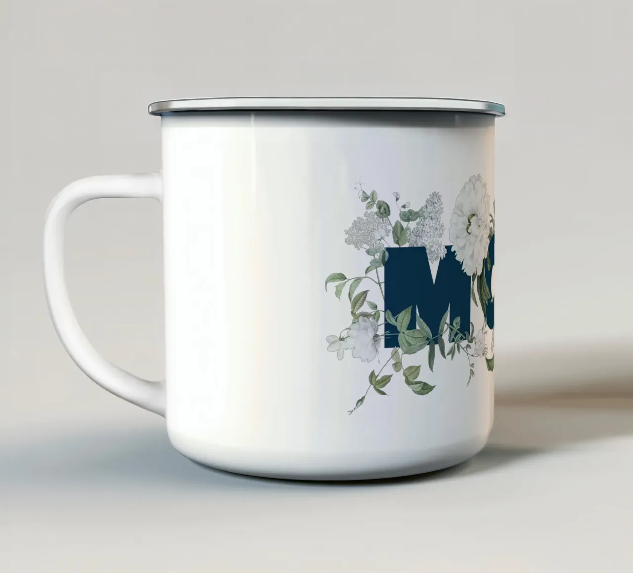 Moin Bloemen & Insecten Blauw Wit emaille mok van Studio Frances M