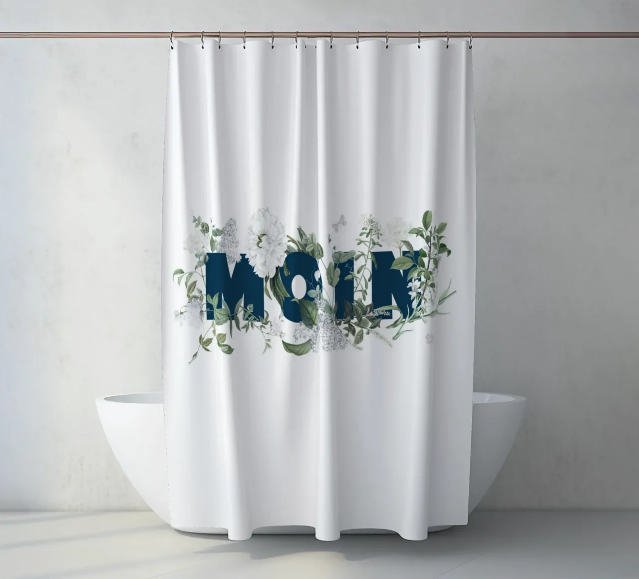 Fiori e insetti Moin Blu Bianco tenda da doccia da Studio Frances M