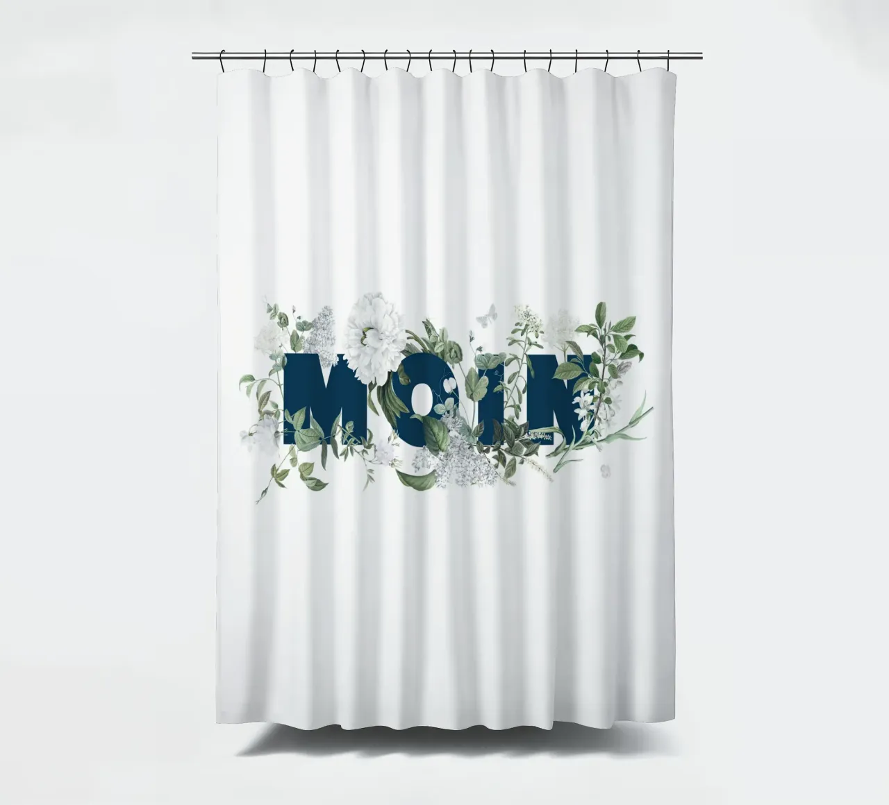Fiori e insetti Moin Blu Bianco tenda da doccia da Studio Frances M