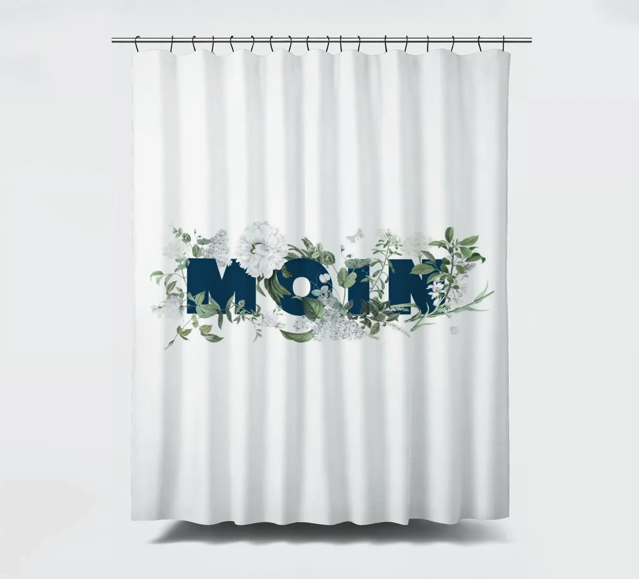 Fiori e insetti Moin Blu Bianco tenda da doccia da Studio Frances M