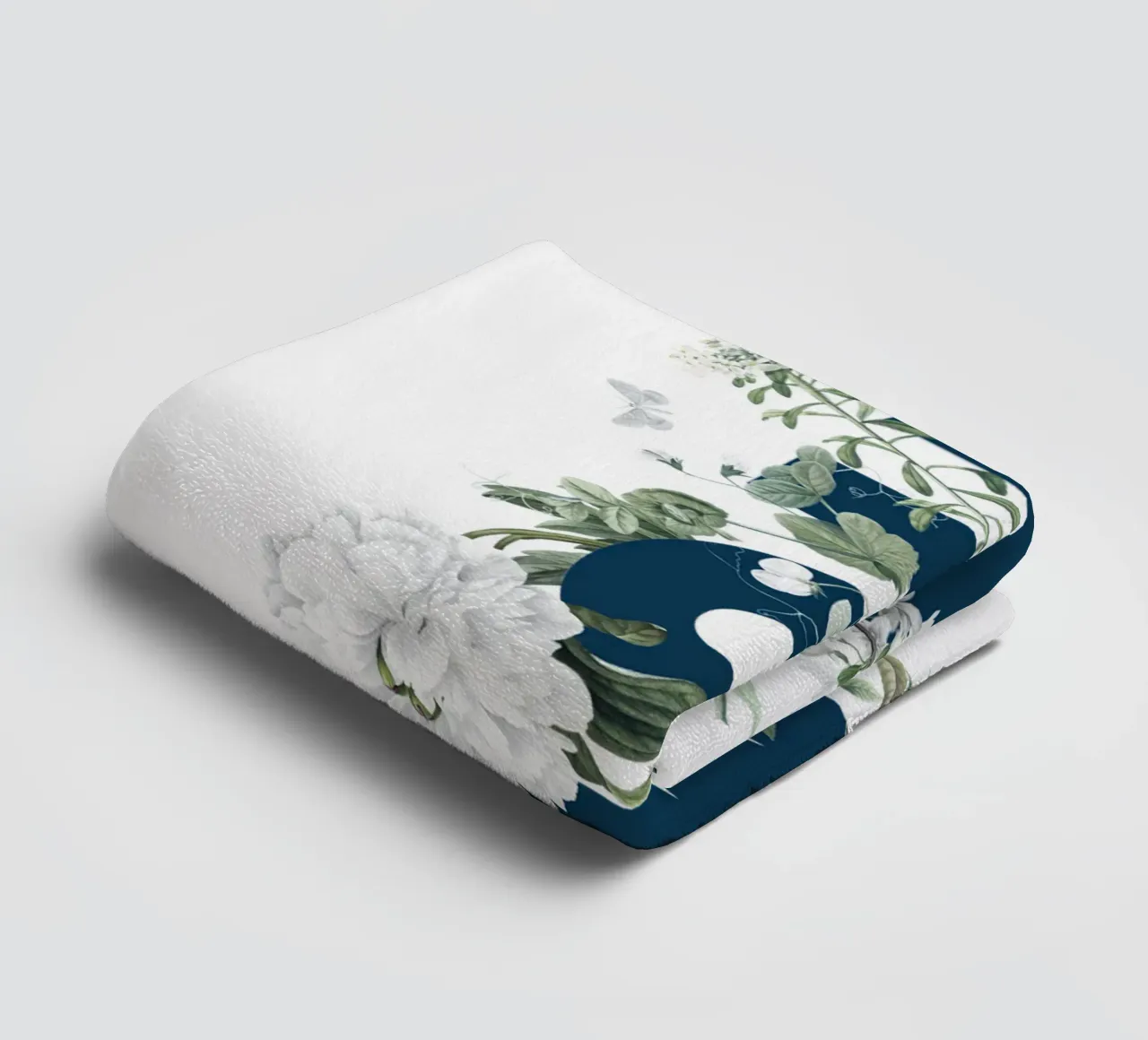 Moin Flores e Insectos Azul Blanco toalla de baño de Studio Frances M