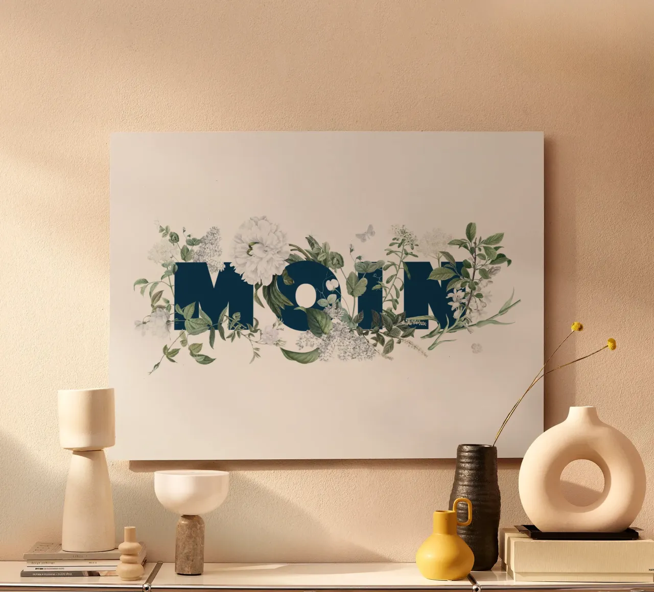 Fiori e insetti Moin Blu Bianco alluminio dibond da Studio Frances M