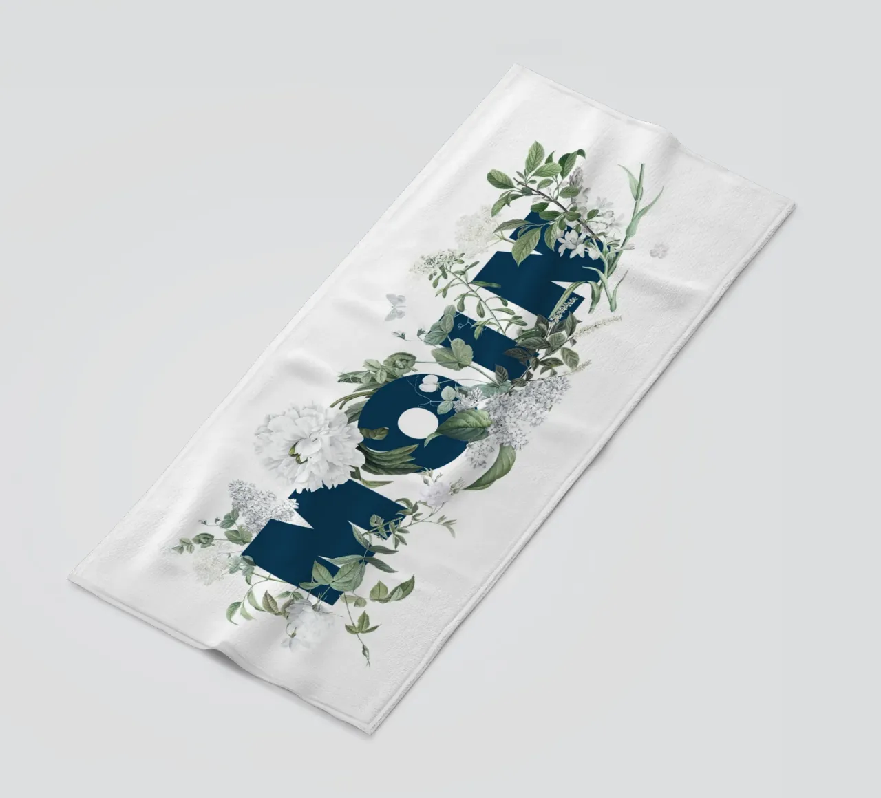 Fiori e insetti Moin Blu Bianco telo mare da Studio Frances M