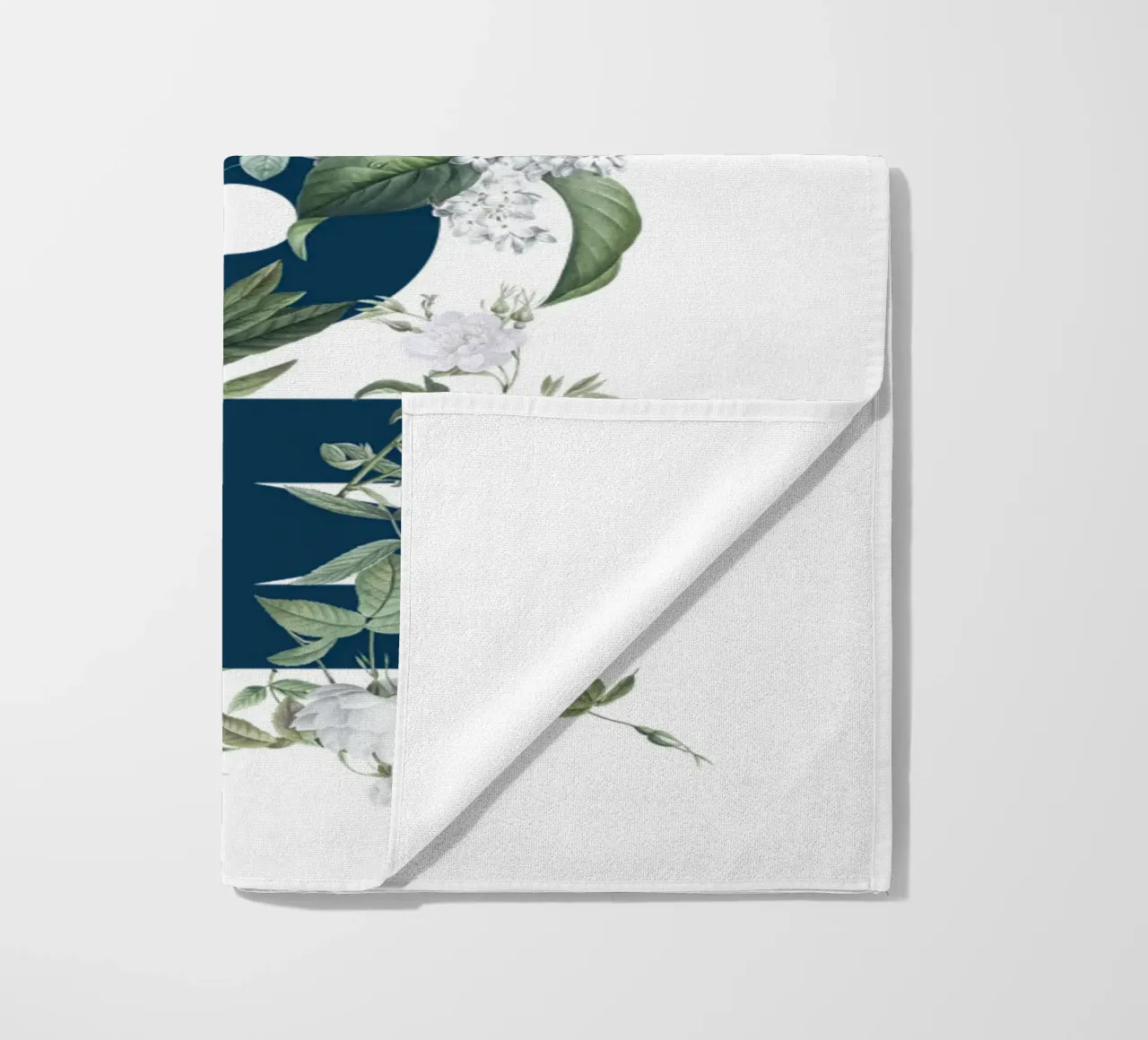Fiori e insetti Moin Blu Bianco telo mare da Studio Frances M