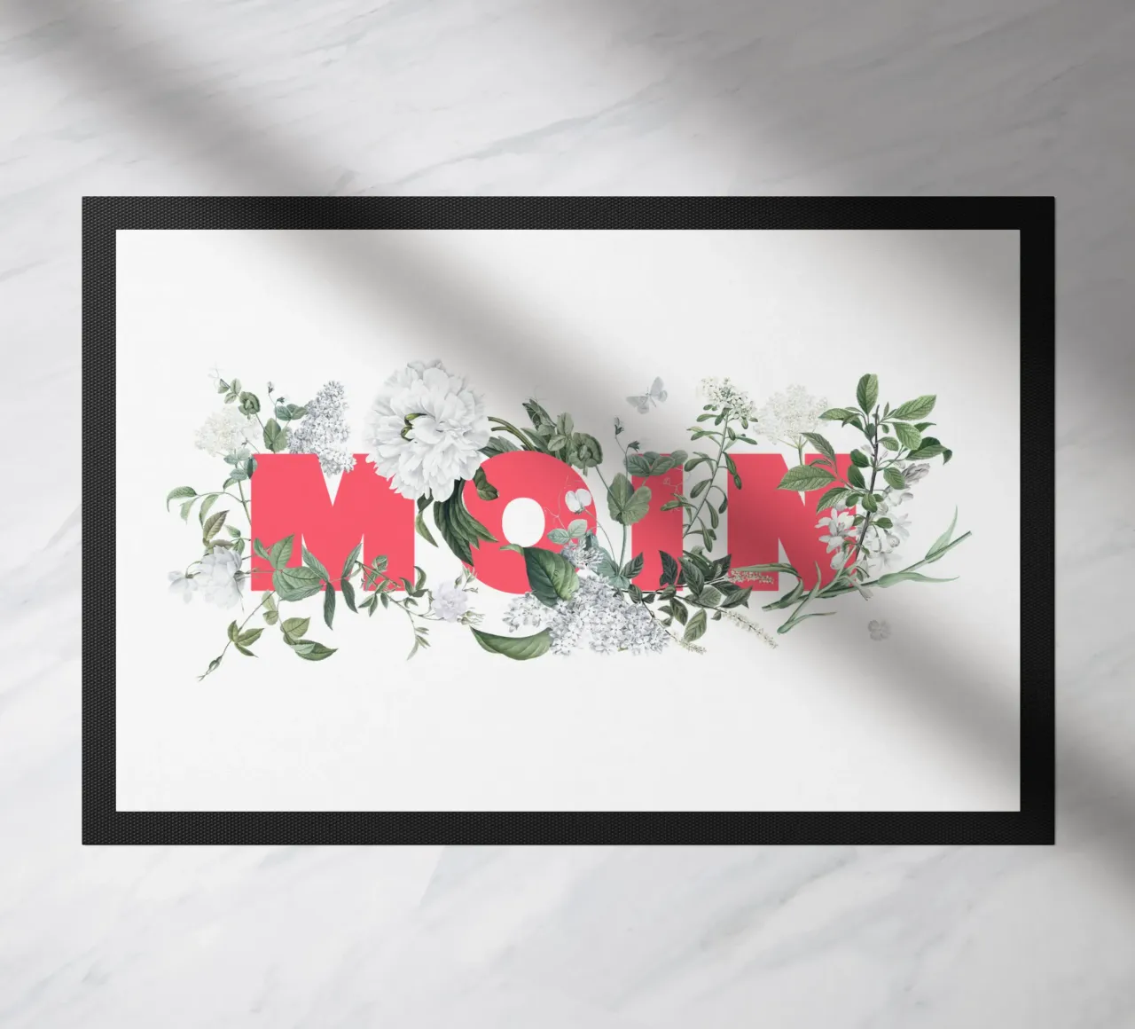 Moin Fiori e insetti Rosso Bianco zerbino da Studio Frances M