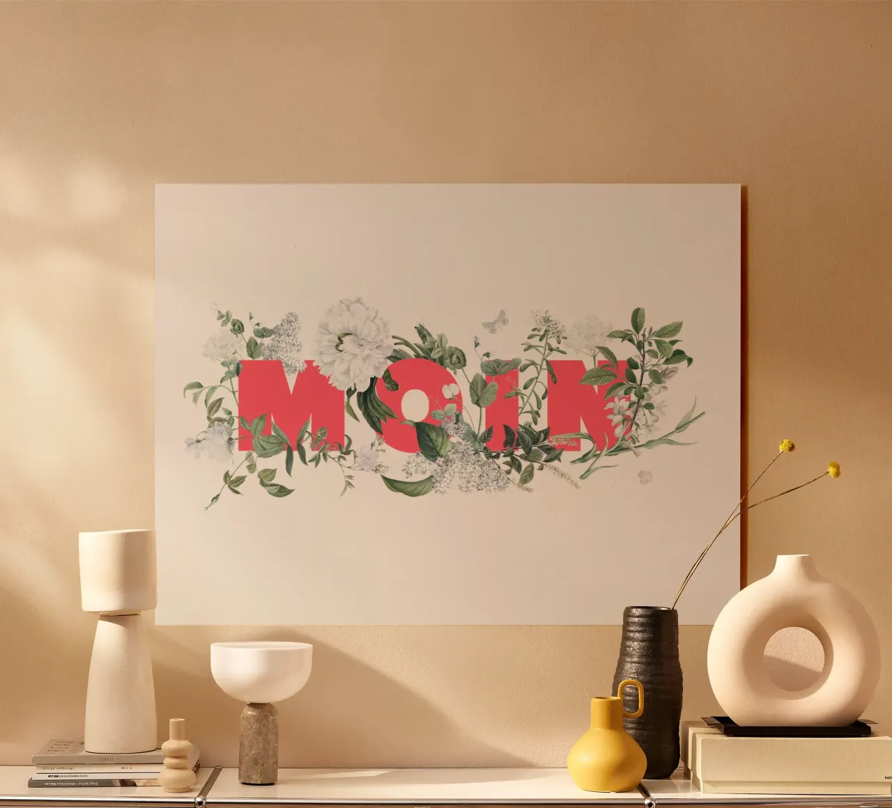 Moin Fiori e insetti Rosso Bianco plexiglass da Studio Frances M