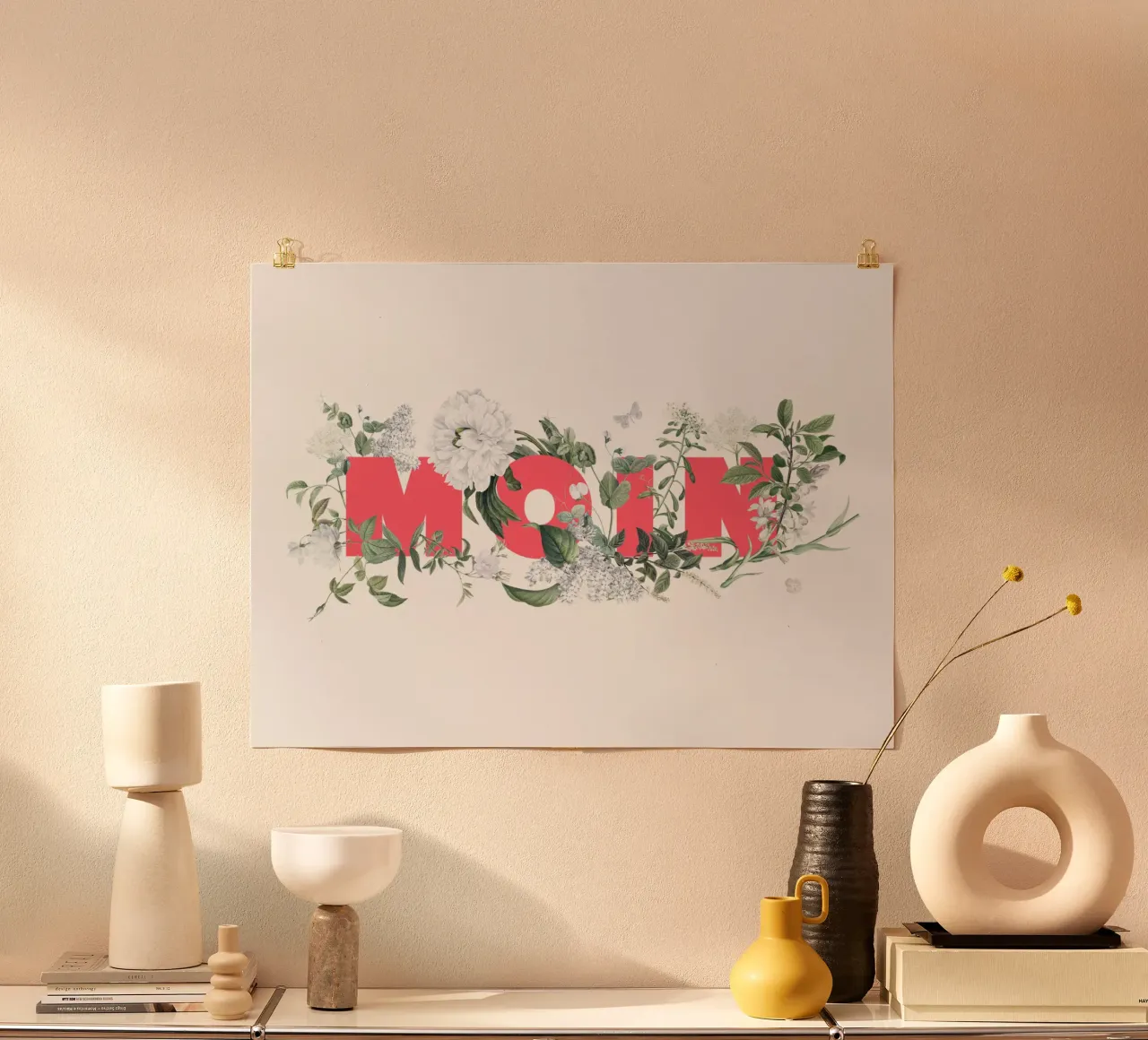 Moin Fiori e insetti Rosso Bianco carta hahnemühle da Studio Frances M