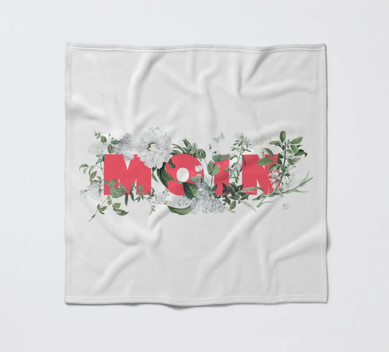 Moin Fiori e insetti Rosso Bianco coperta in pile da Studio Frances M