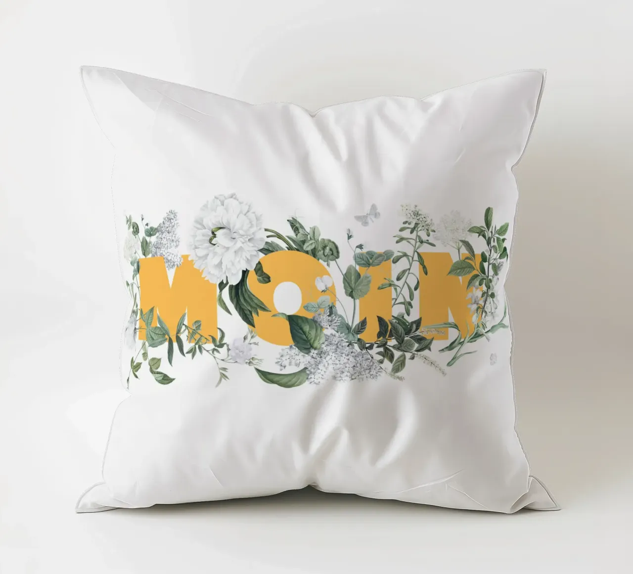 Moin Fleurs & Insectes Jaune Blanc coussin de Studio Frances M