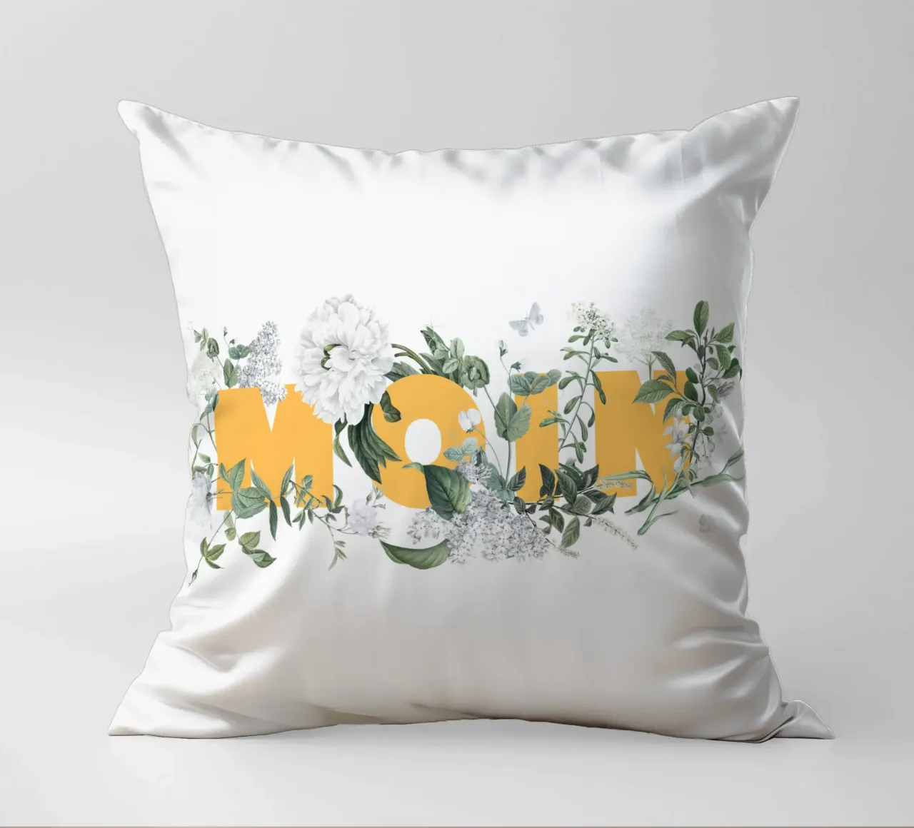 Moin Fleurs & Insectes Jaune Blanc coussin de Studio Frances M