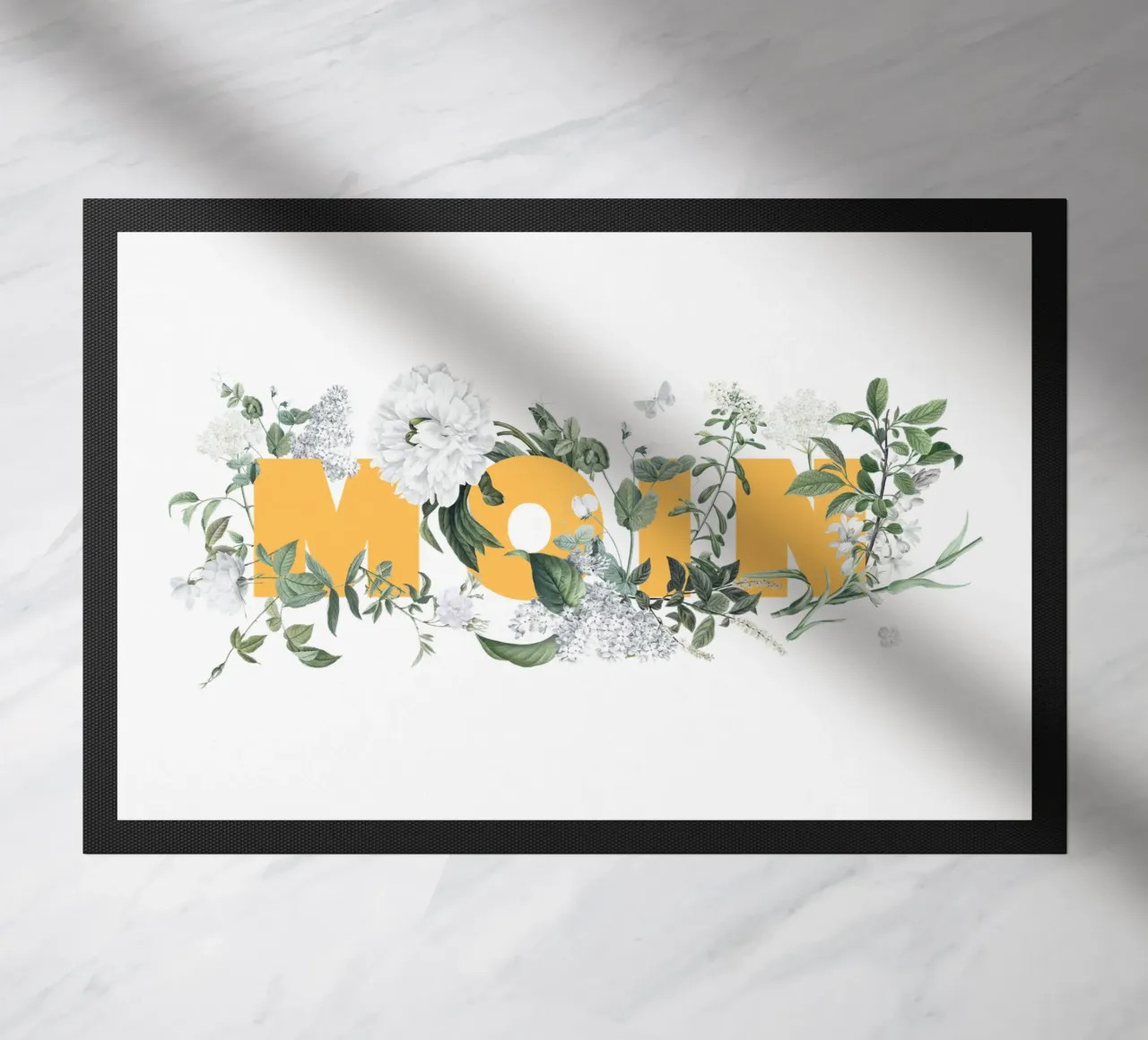 Moin Fleurs & Insectes Jaune Blanc paillasson de Studio Frances M
