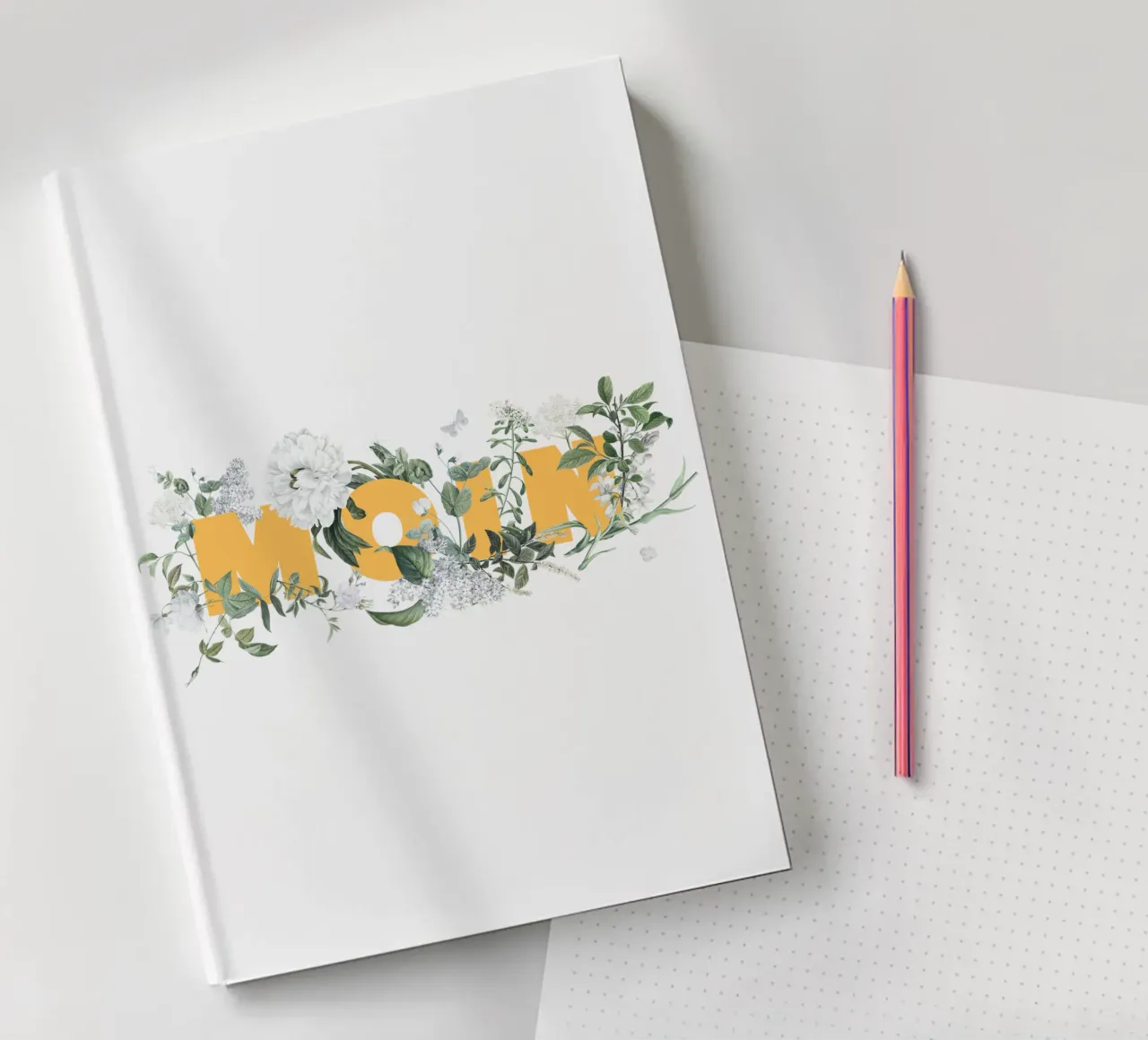 Moin Fleurs & Insectes Jaune Blanc carnet de notes de Studio Frances M