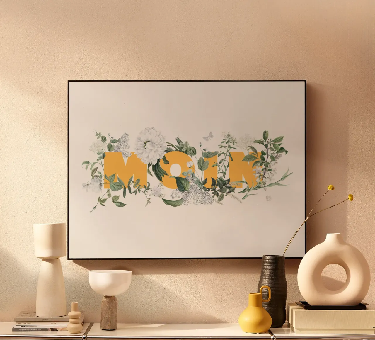 Moin Fleurs & Insectes Jaune Blanc plexiglas de Studio Frances M