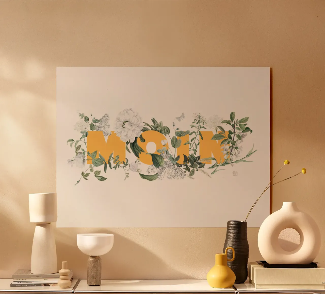 Moin Fleurs & Insectes Jaune Blanc plexiglas de Studio Frances M