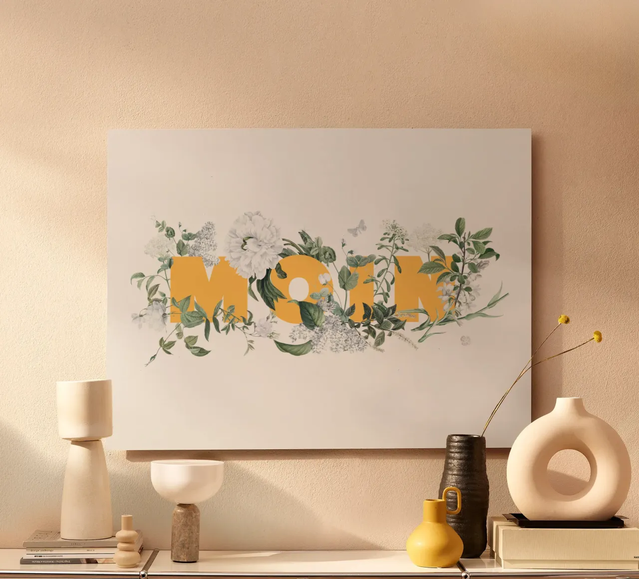 Moin Fleurs & Insectes Jaune Blanc alu dibond de Studio Frances M