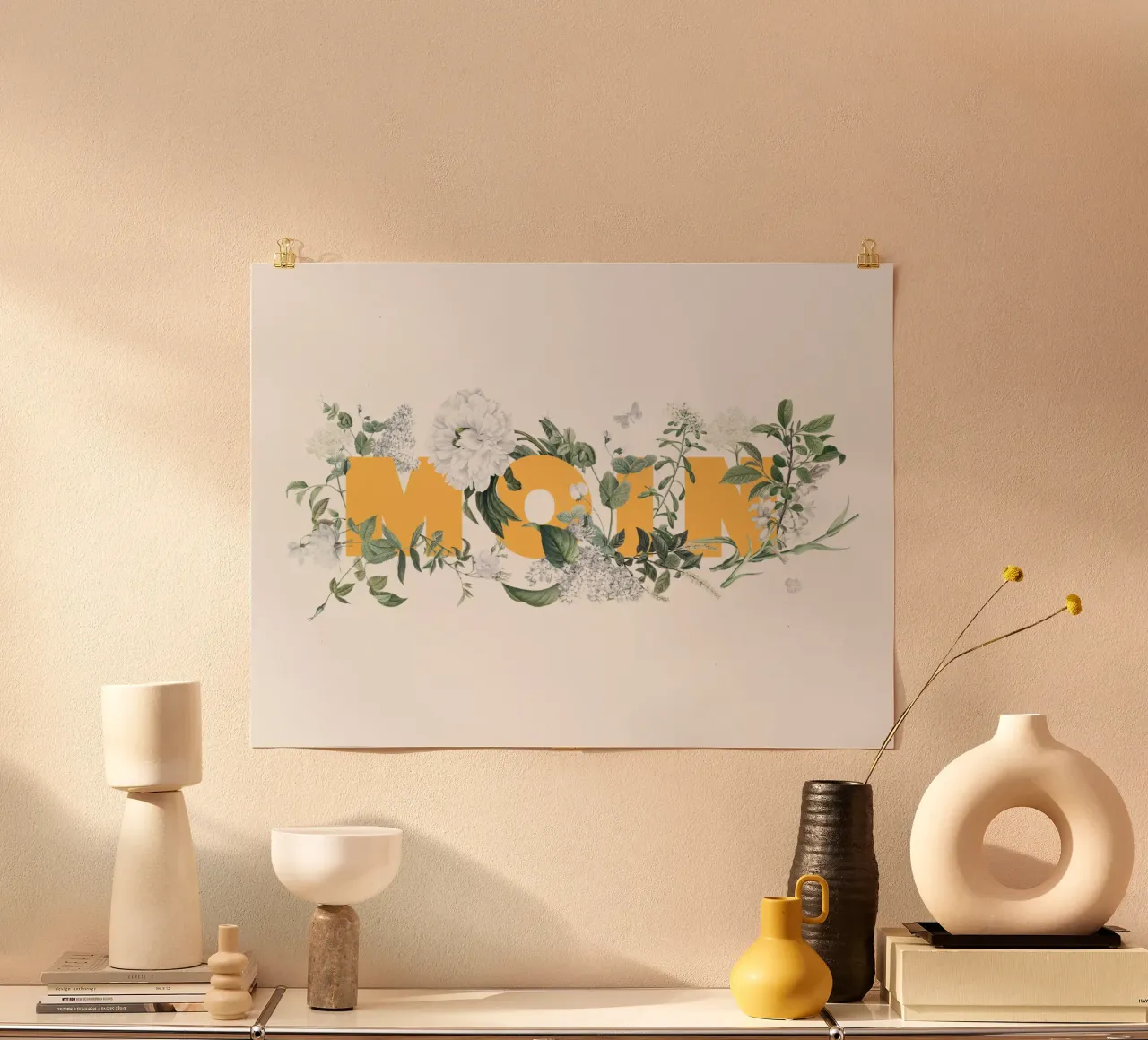 Fiori e insetti Moin Giallo Bianco carta hahnemühle da Studio Frances M