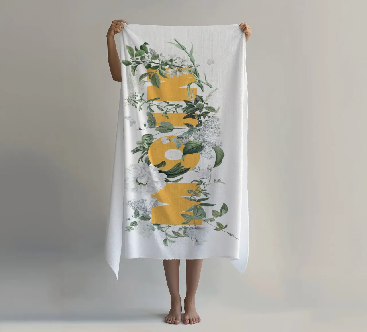Moin Fleurs & Insectes Jaune Blanc serviette de plage de Studio Frances M