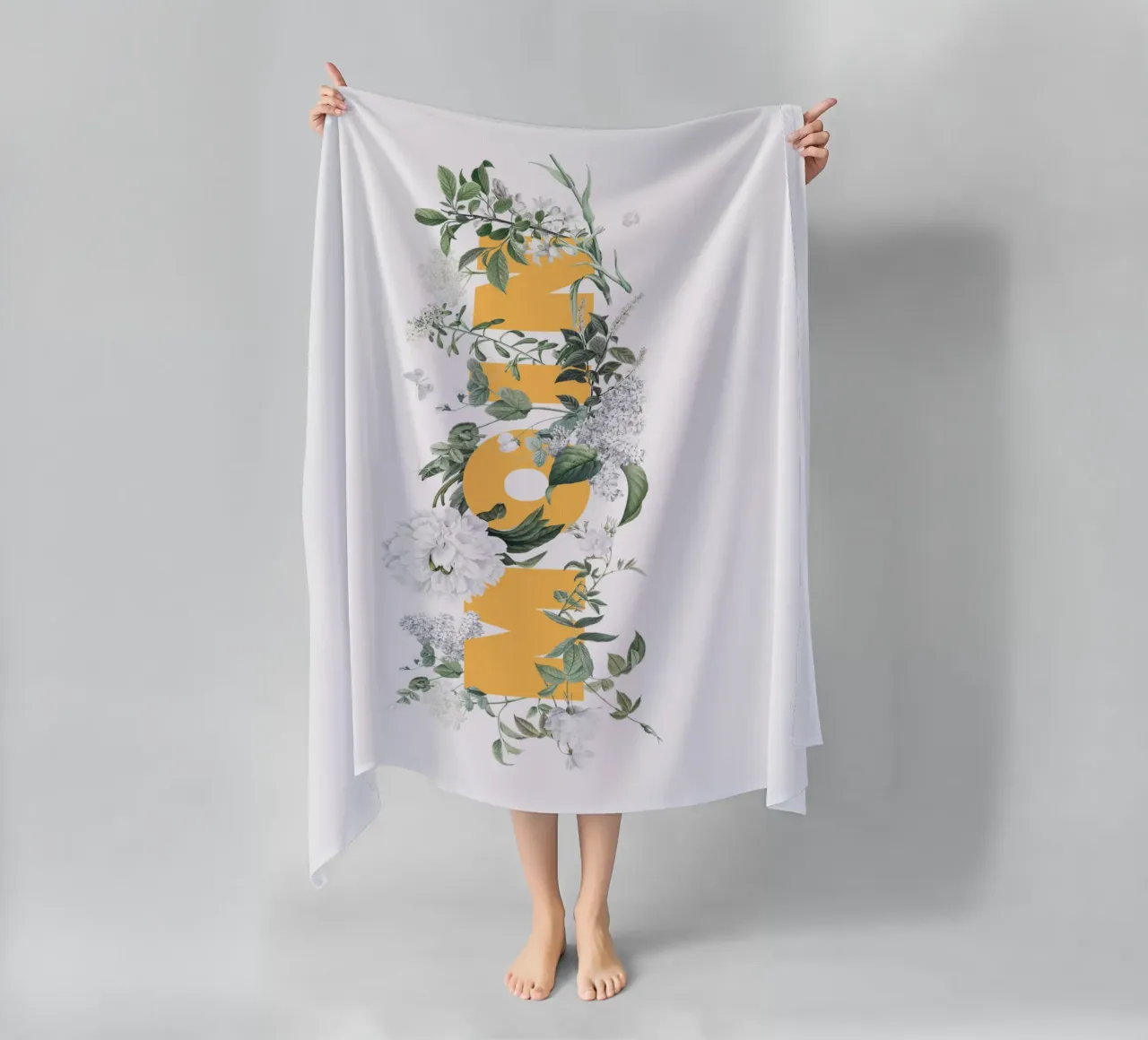 Moin Fleurs & Insectes Jaune Blanc serviette de plage de Studio Frances M