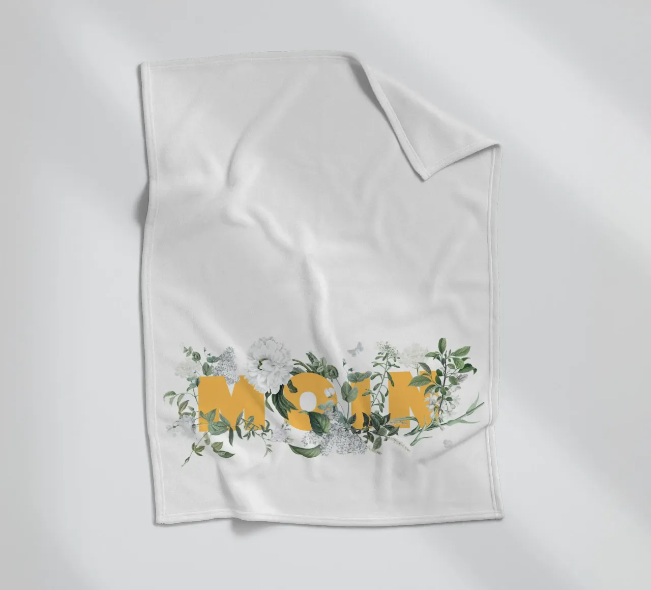 Fiori e insetti Moin Giallo Bianco coperta in pile da Studio Frances M