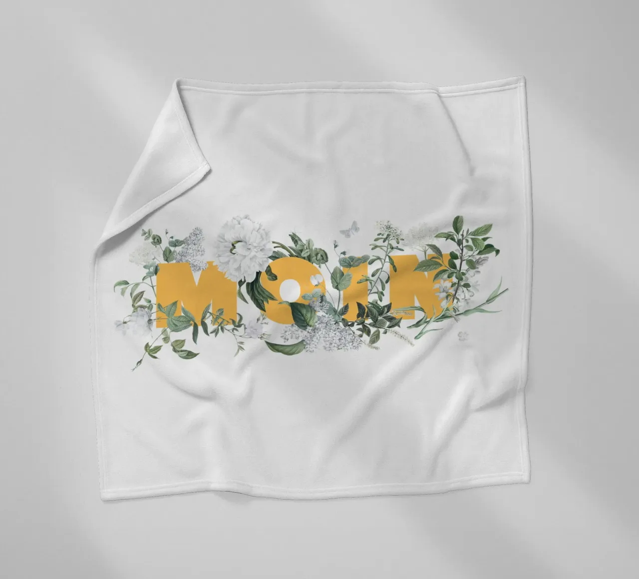 Fiori e insetti Moin Giallo Bianco coperta in pile da Studio Frances M
